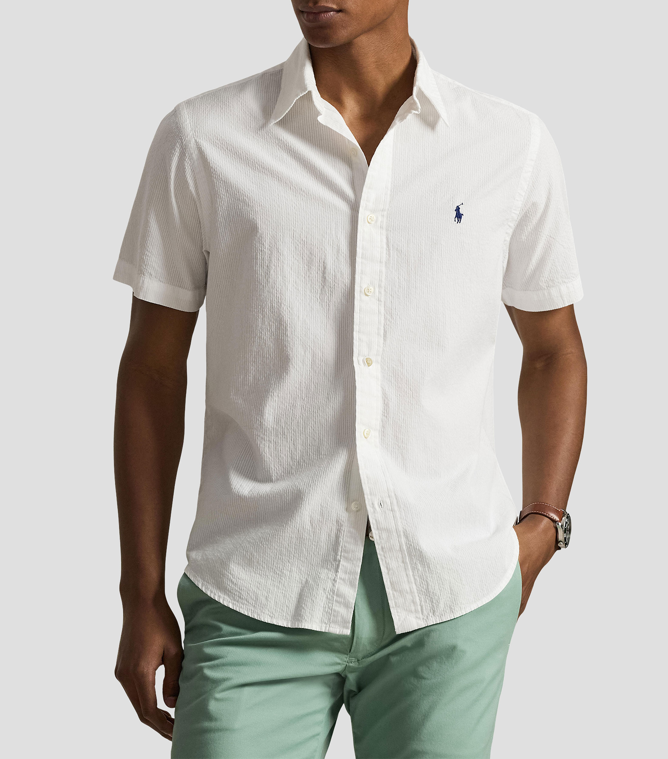 Camisa lisa manga corta Hombre