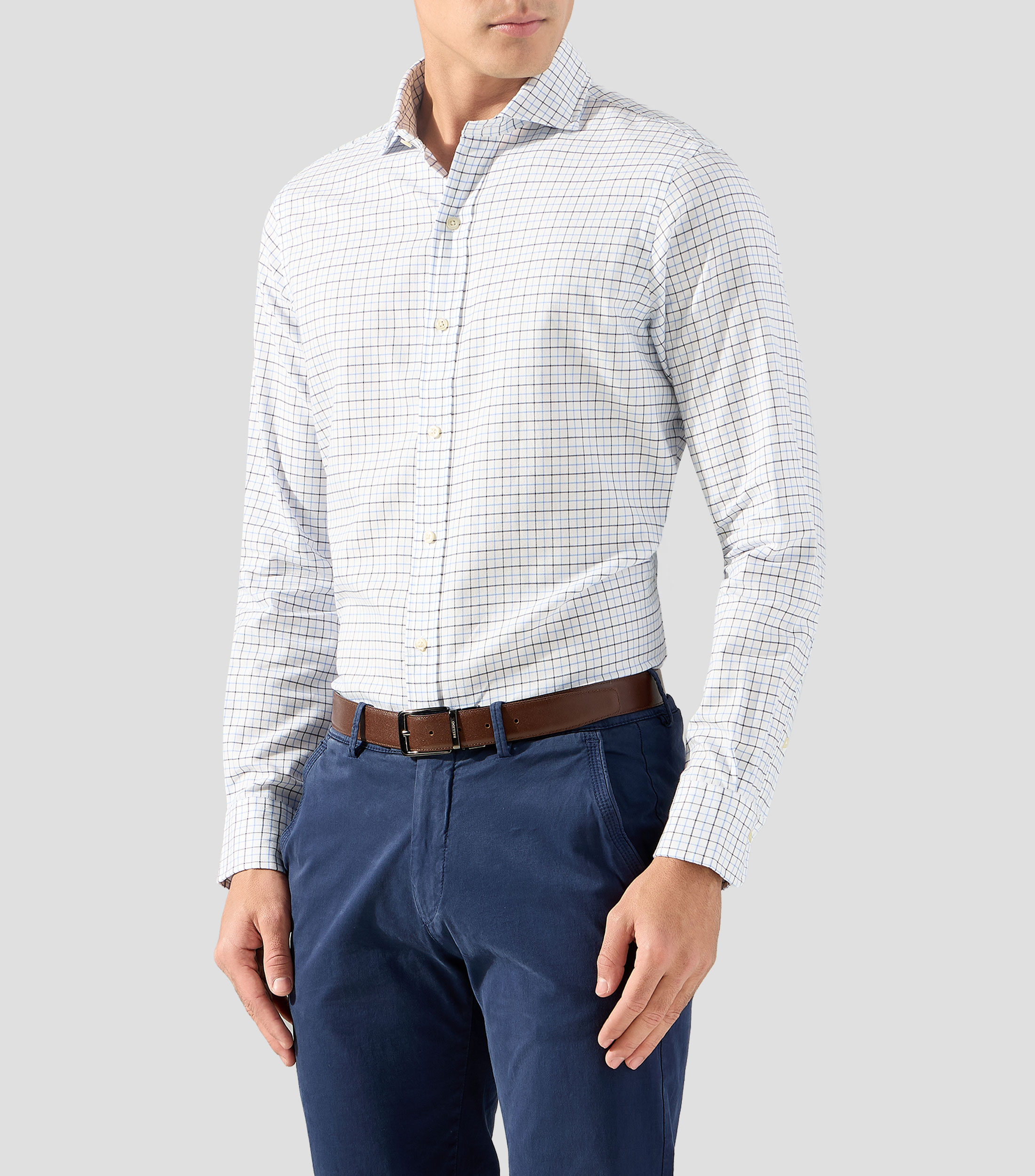 Camisa de cuadros manga larga Hombre