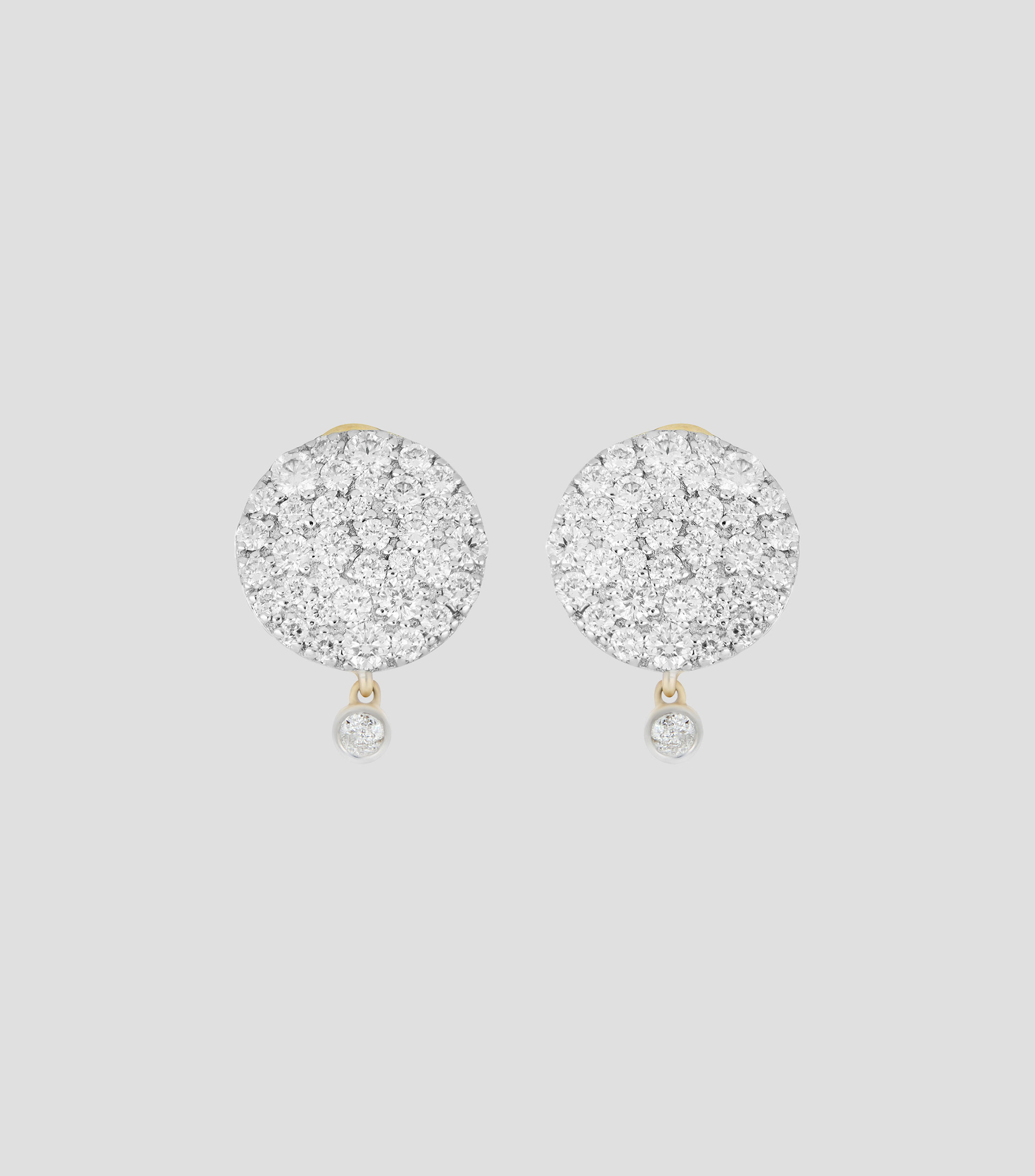 Aretes en oro amarillo de 14 kilates con diamantes Mujer