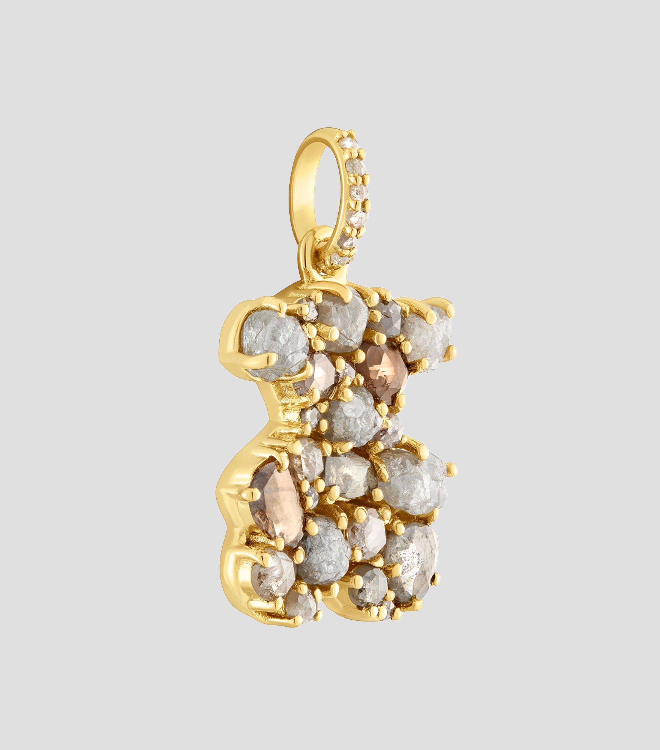 Dije oso en plata .925 Sweet 40s con diamantes en bruto Mujer