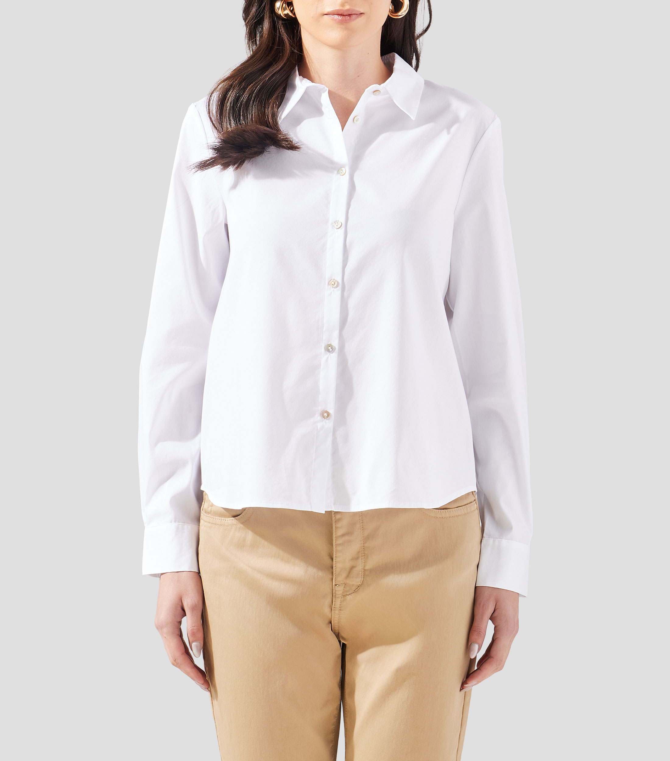 Camisa lisa de manga larga Mujer