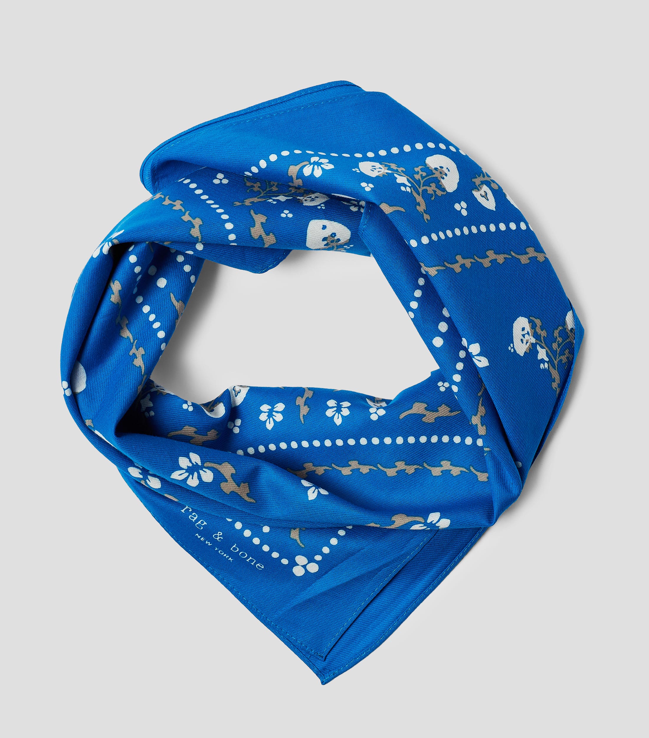 Mascada azul estampada Mujer