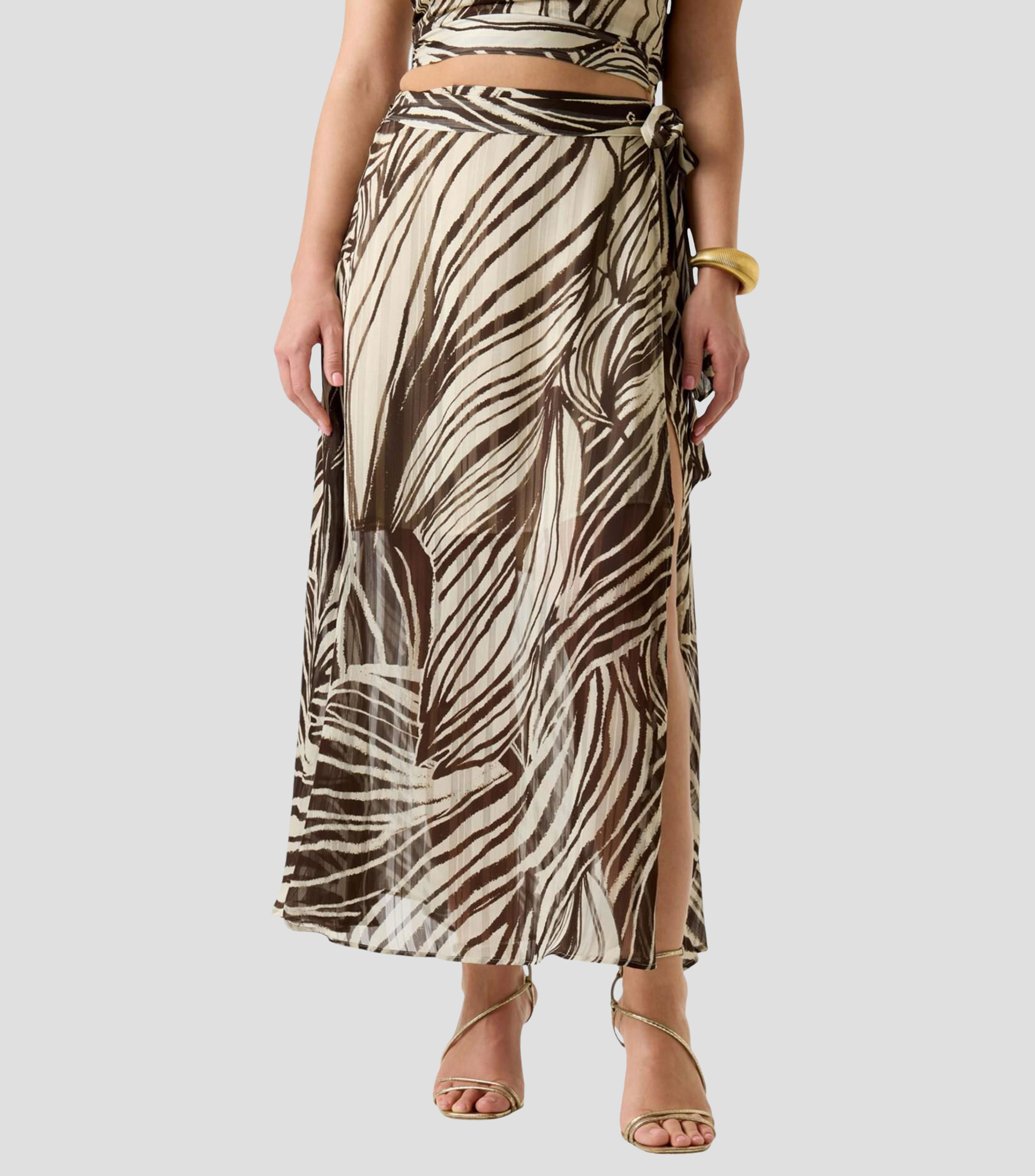Falda midi de corte regular estampada Mujer