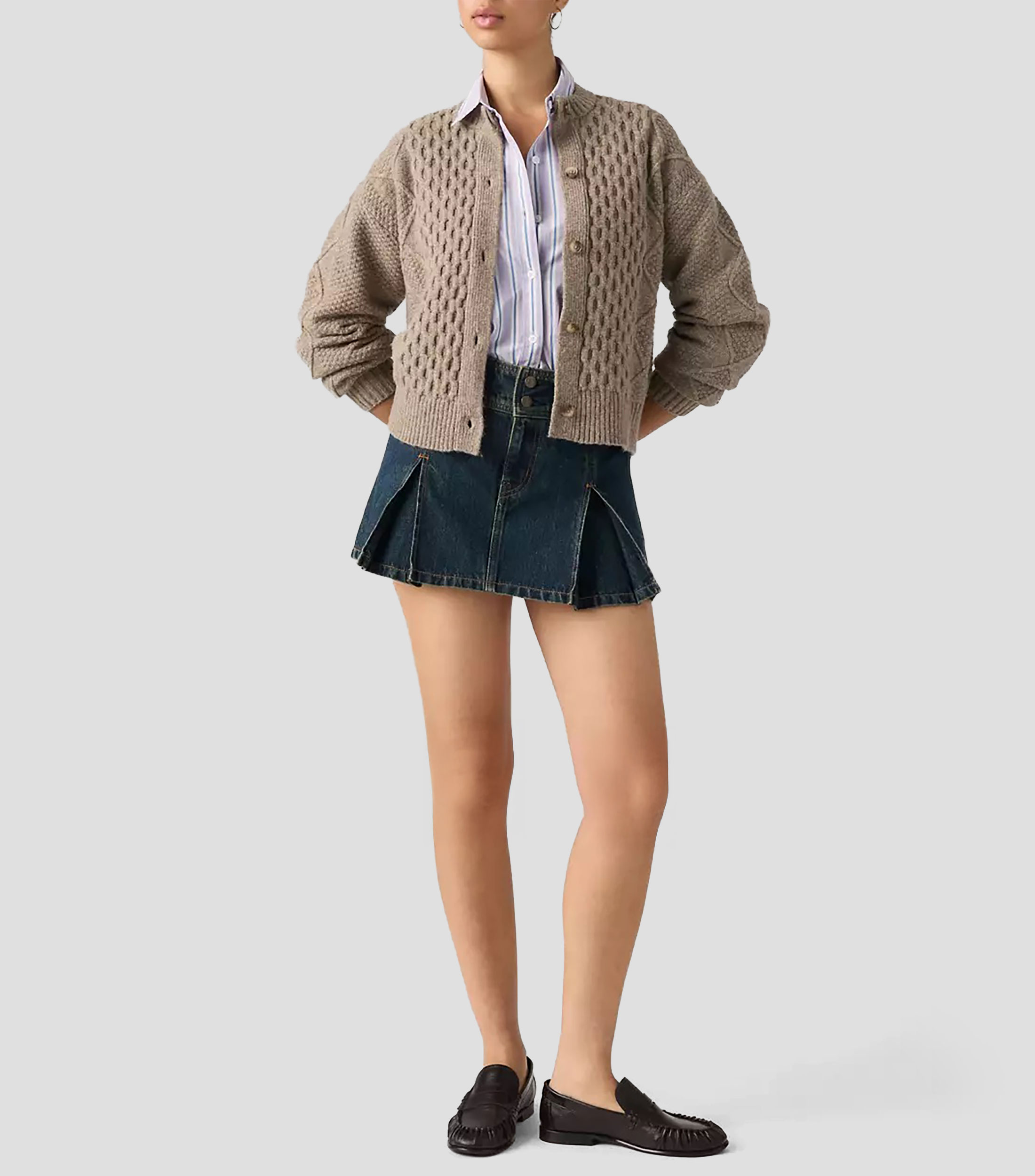 Falda corta de corte recto sólida Mujer