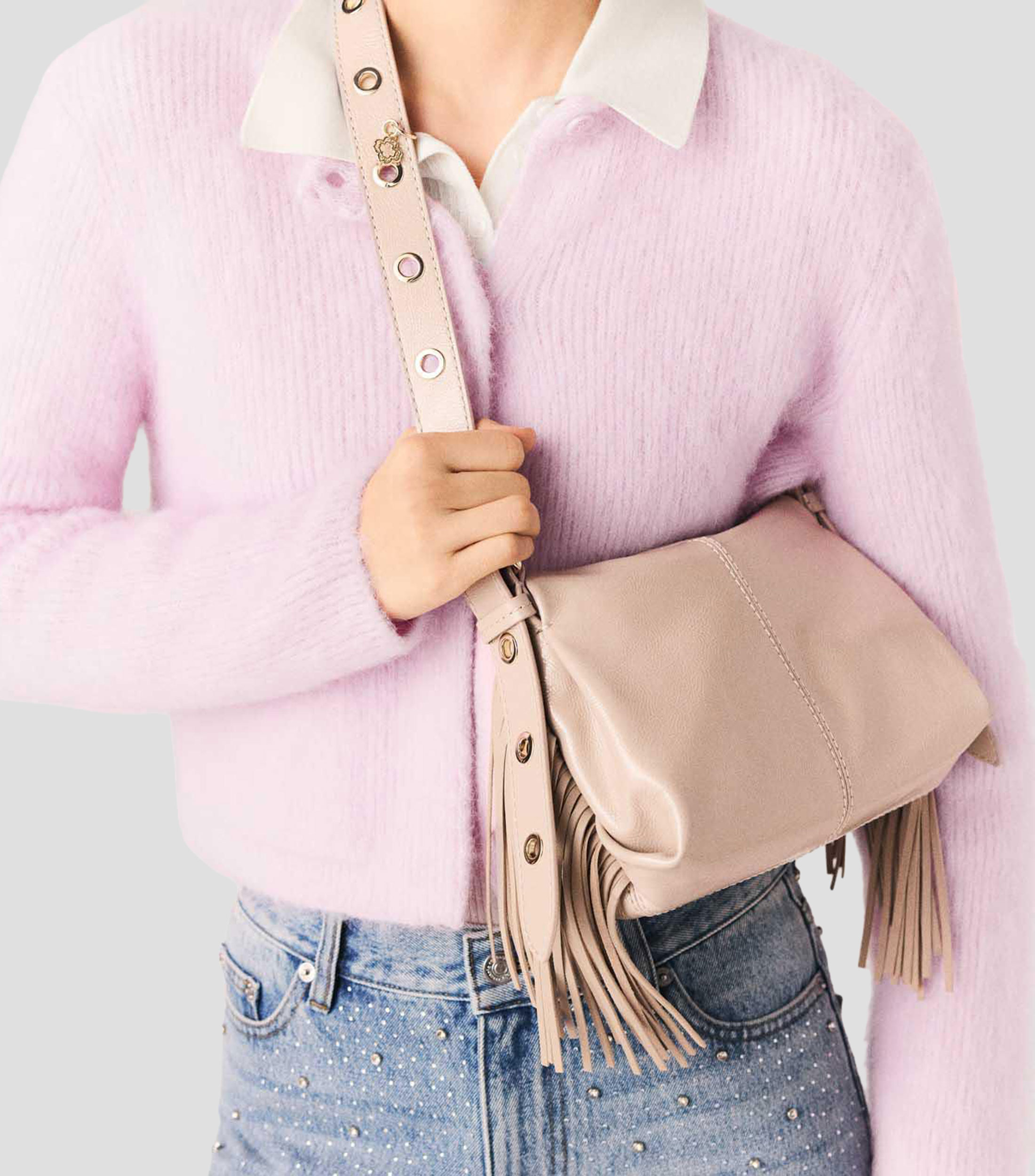 Bolsa shoulder en piel lisa Miss Minina Plack Mujer
