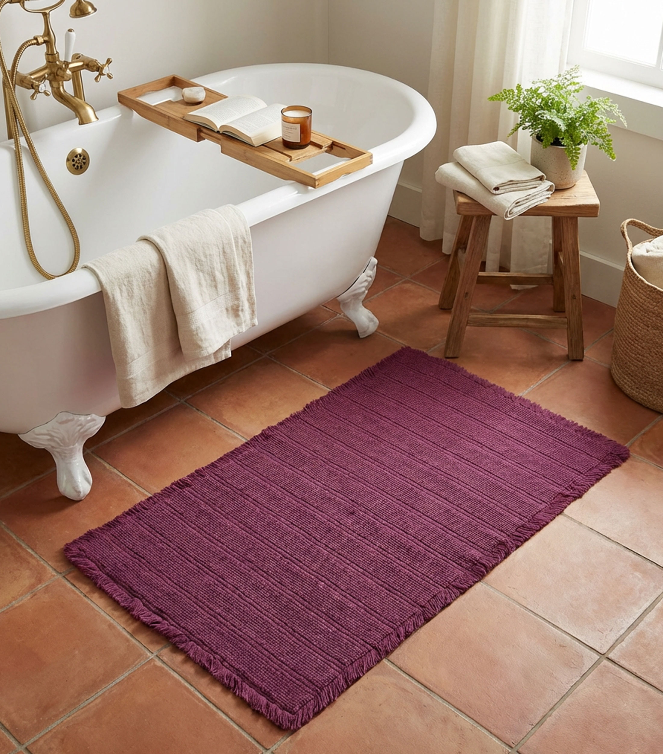 Tapete de baño Joy morado rectangular