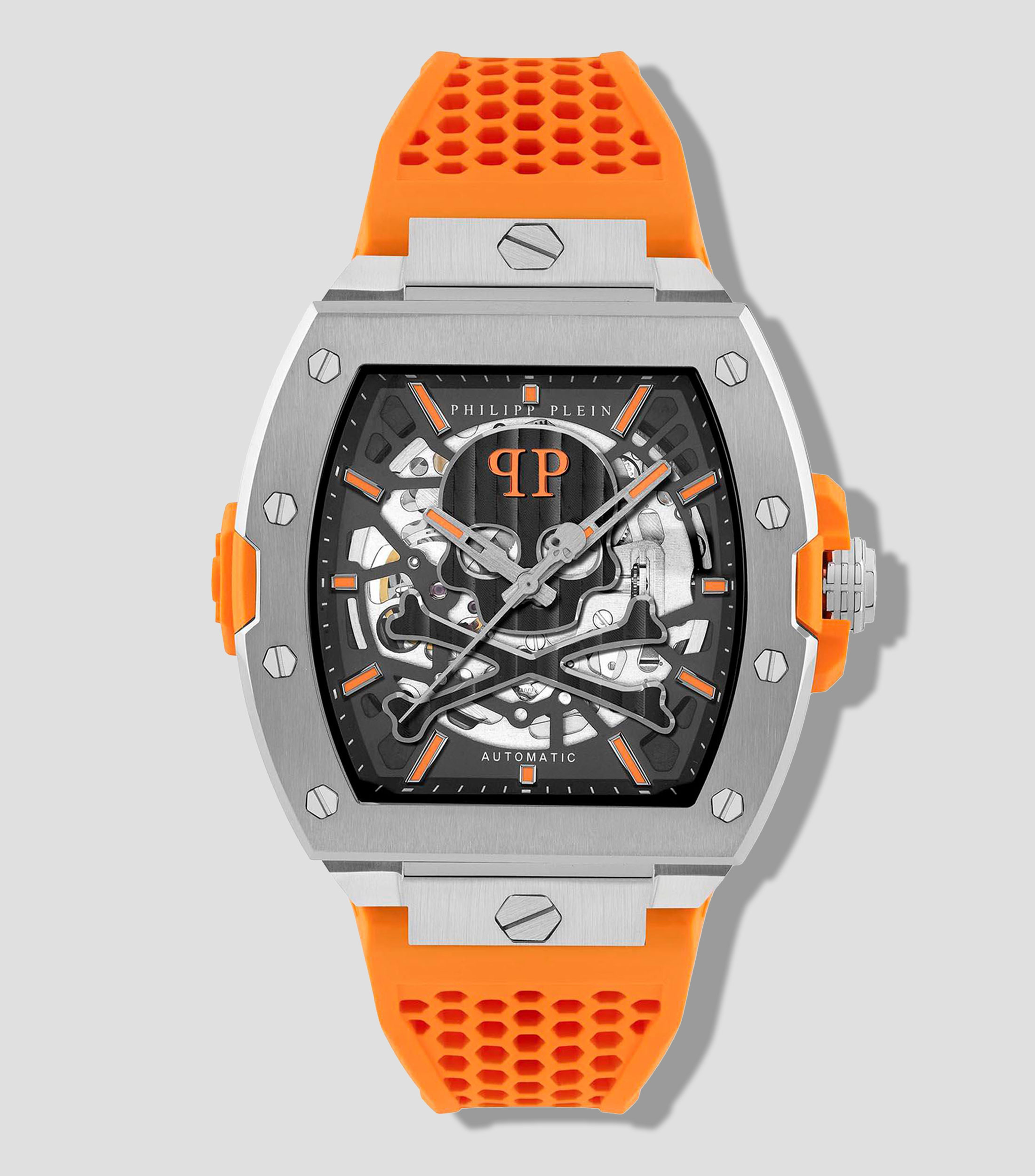 Reloj para hombre Skeleton Edición especial, Gris, Naranja