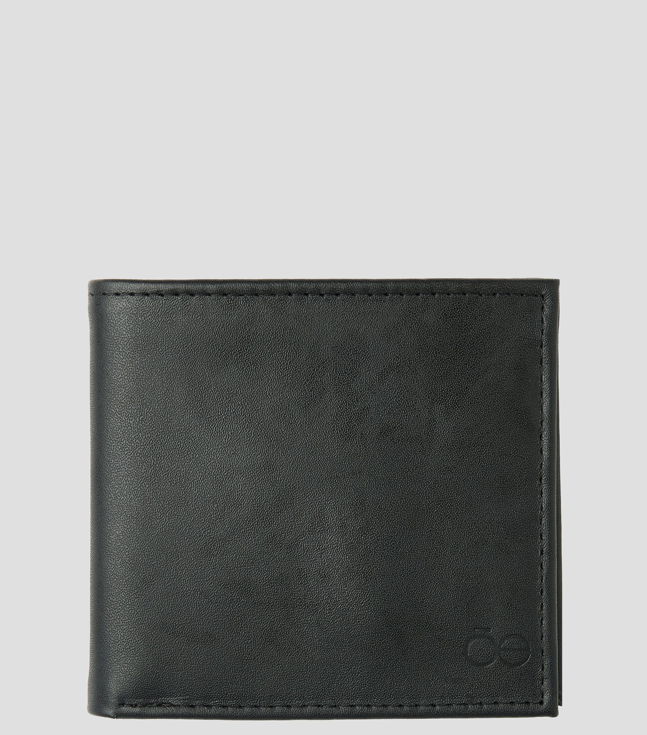 Cartera bifold negra en piel Flap lisa Hombre