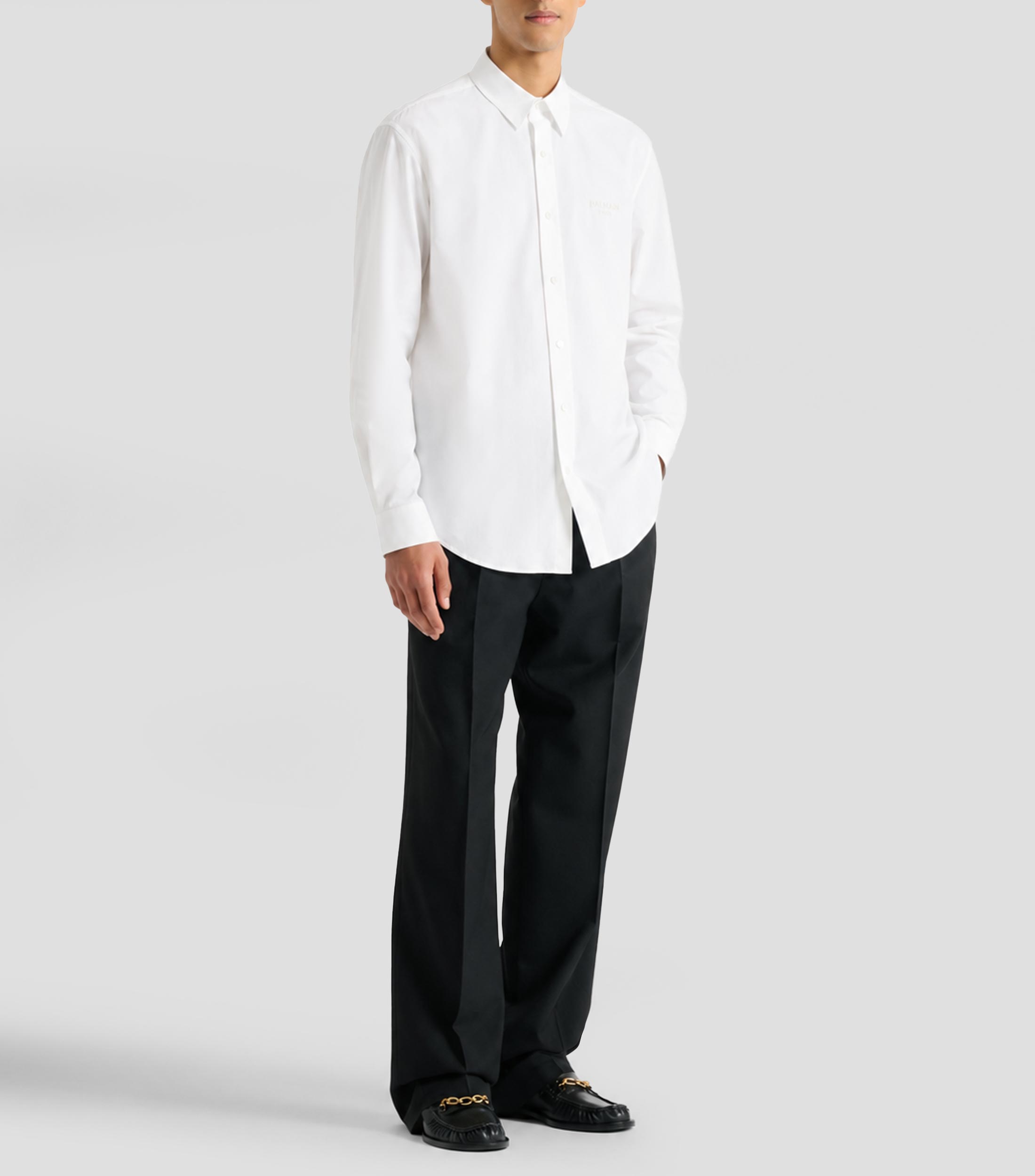 Camisa lisa manga larga Hombre