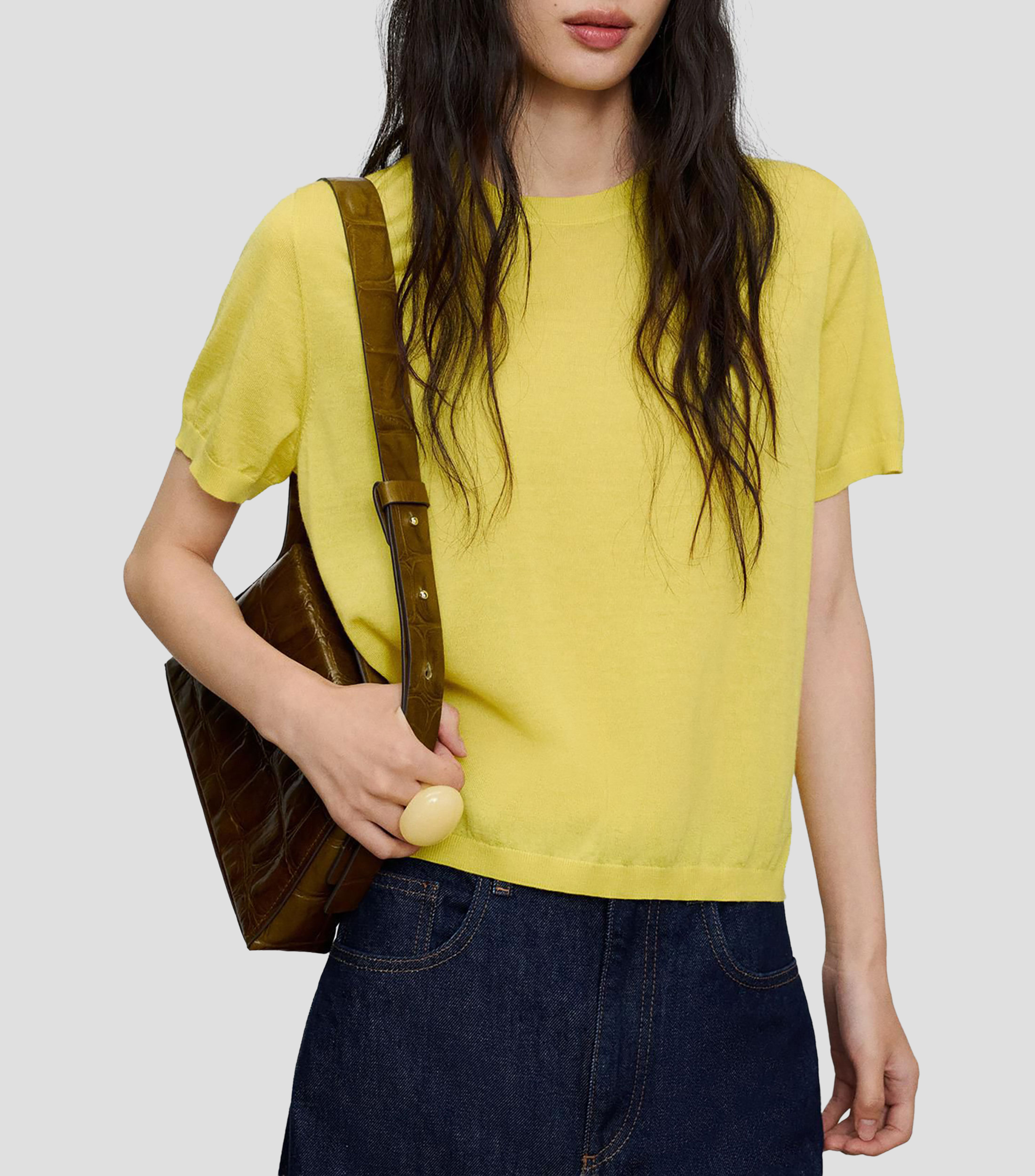 Blusa lisa manga corta Mujer