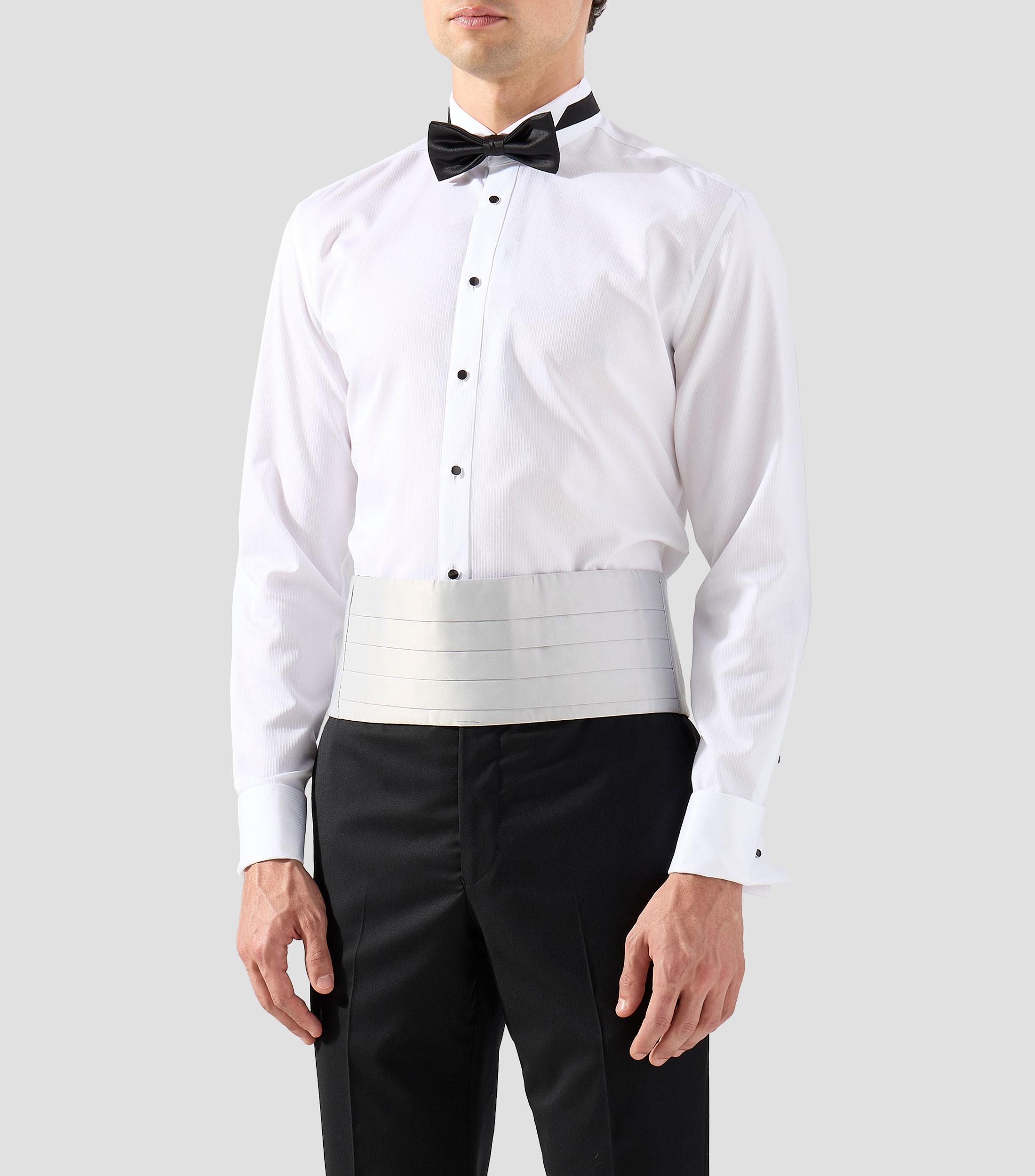 Camisa smoking con líneas manga larga Hombre