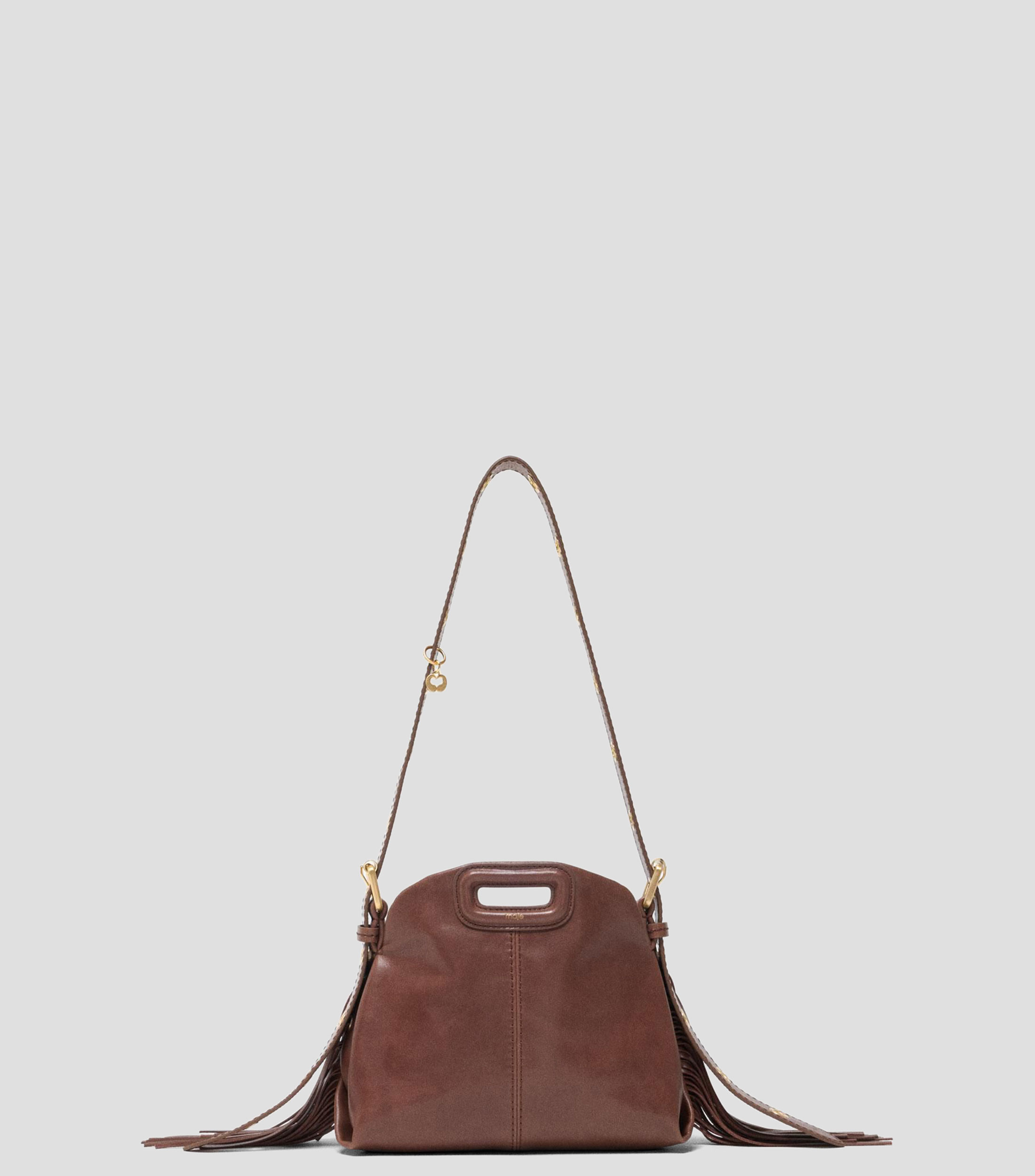Bolsa crossbody Café en piel lisa Mujer