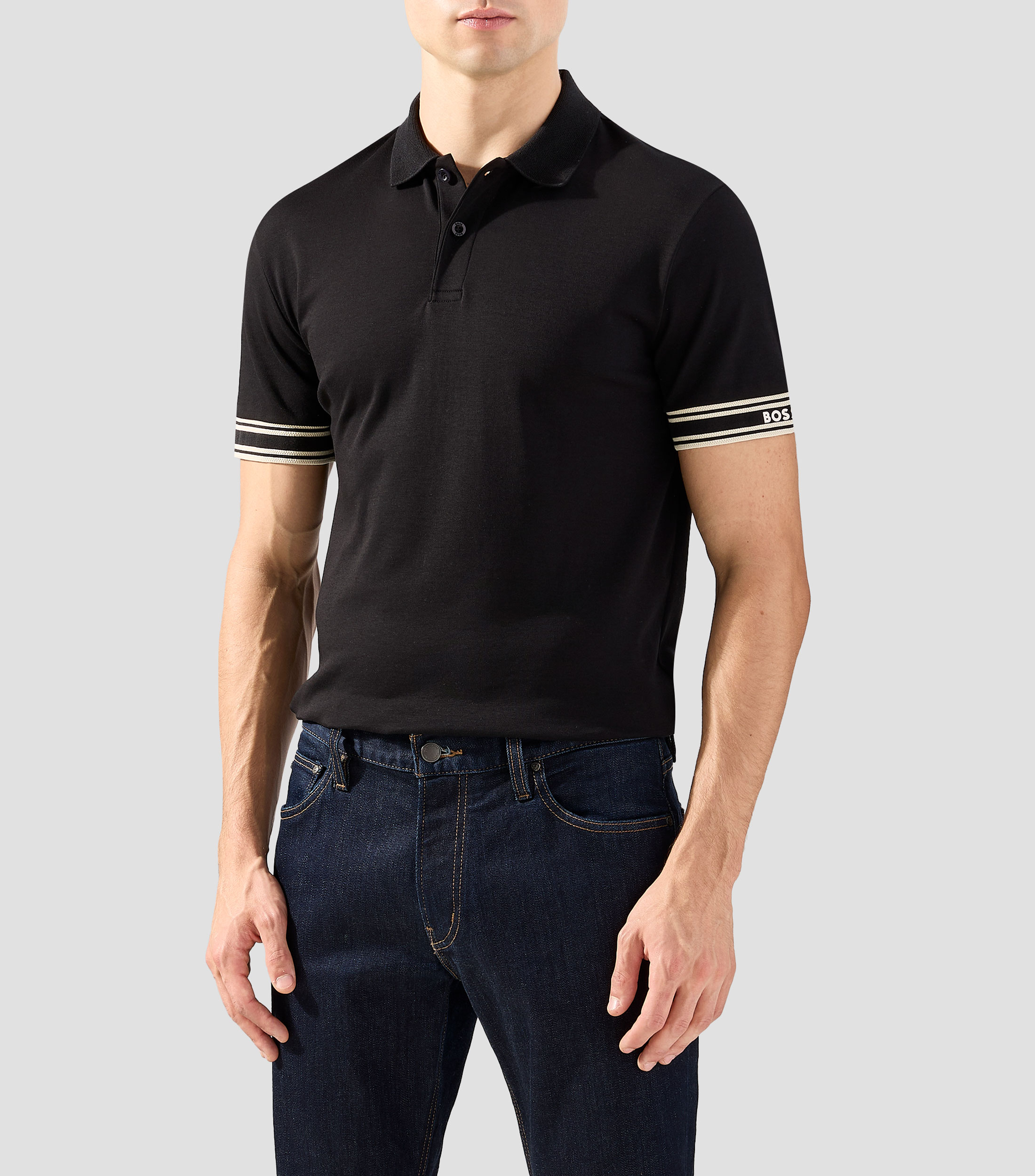 Playera tipo polo de manga corta lisa Hombre