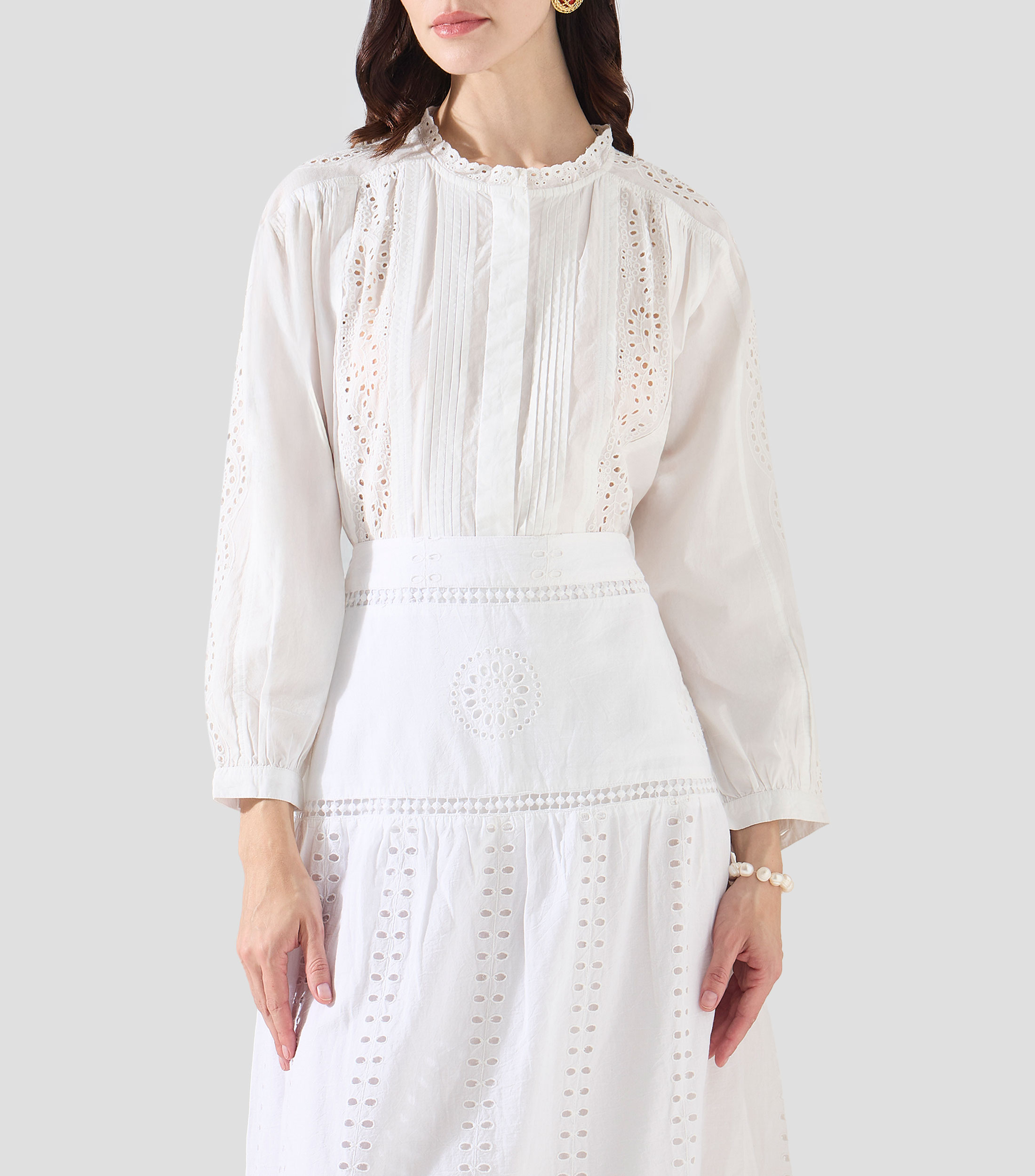 Blusa lisa con manga larga Mujer