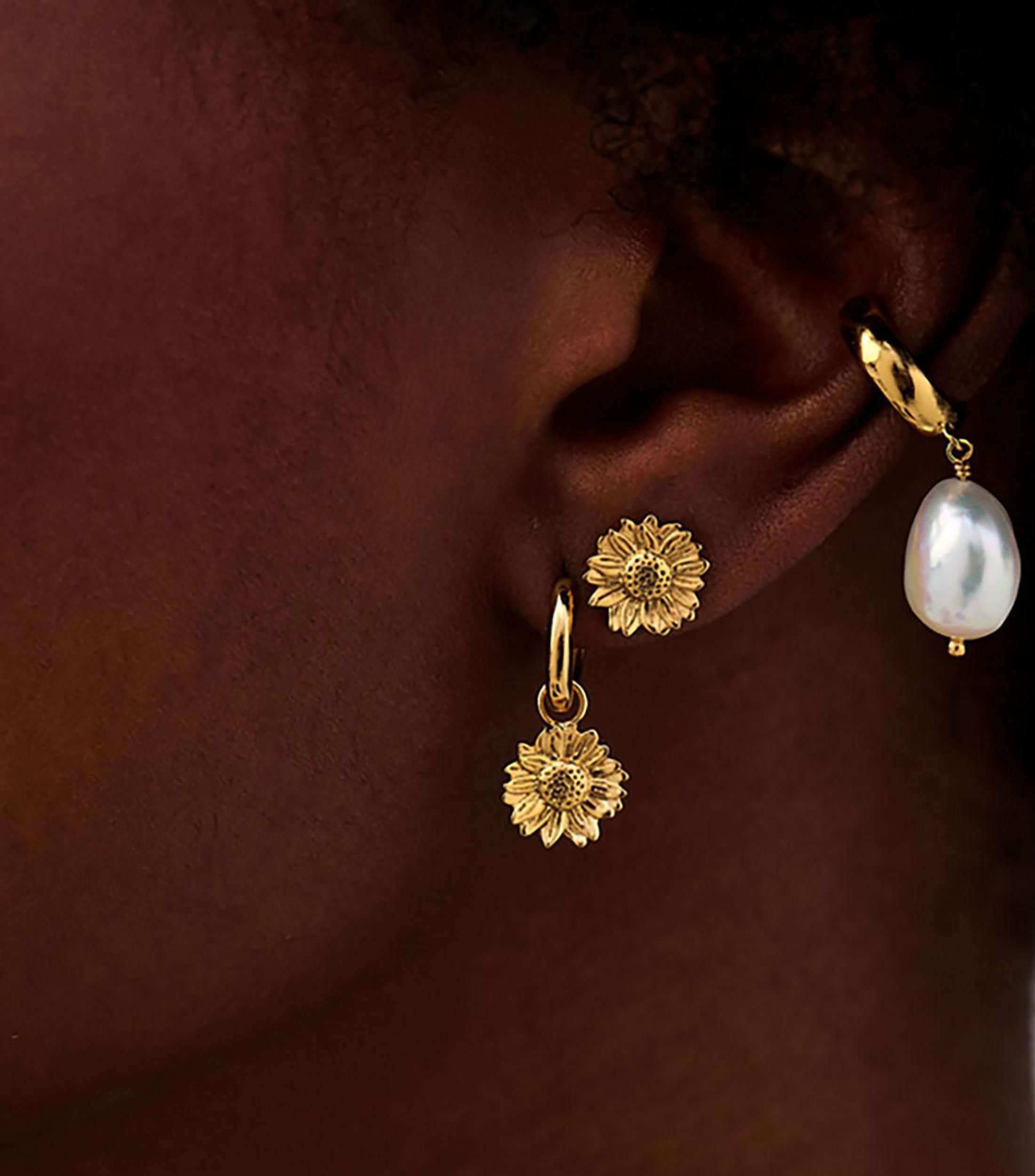 Aretes en Plata Sunflower Mujer