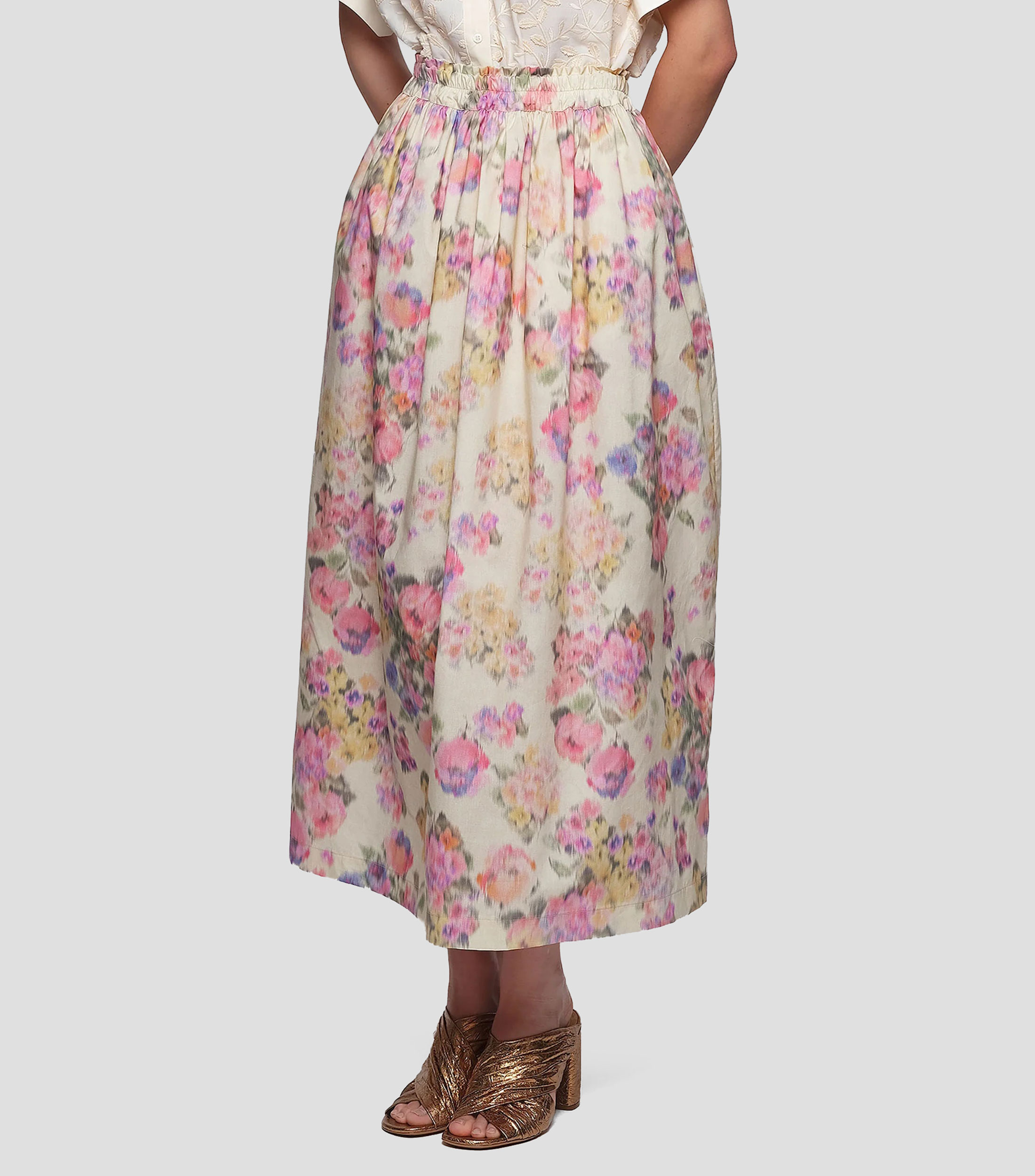 Falda midi de corte A estampada Mujer