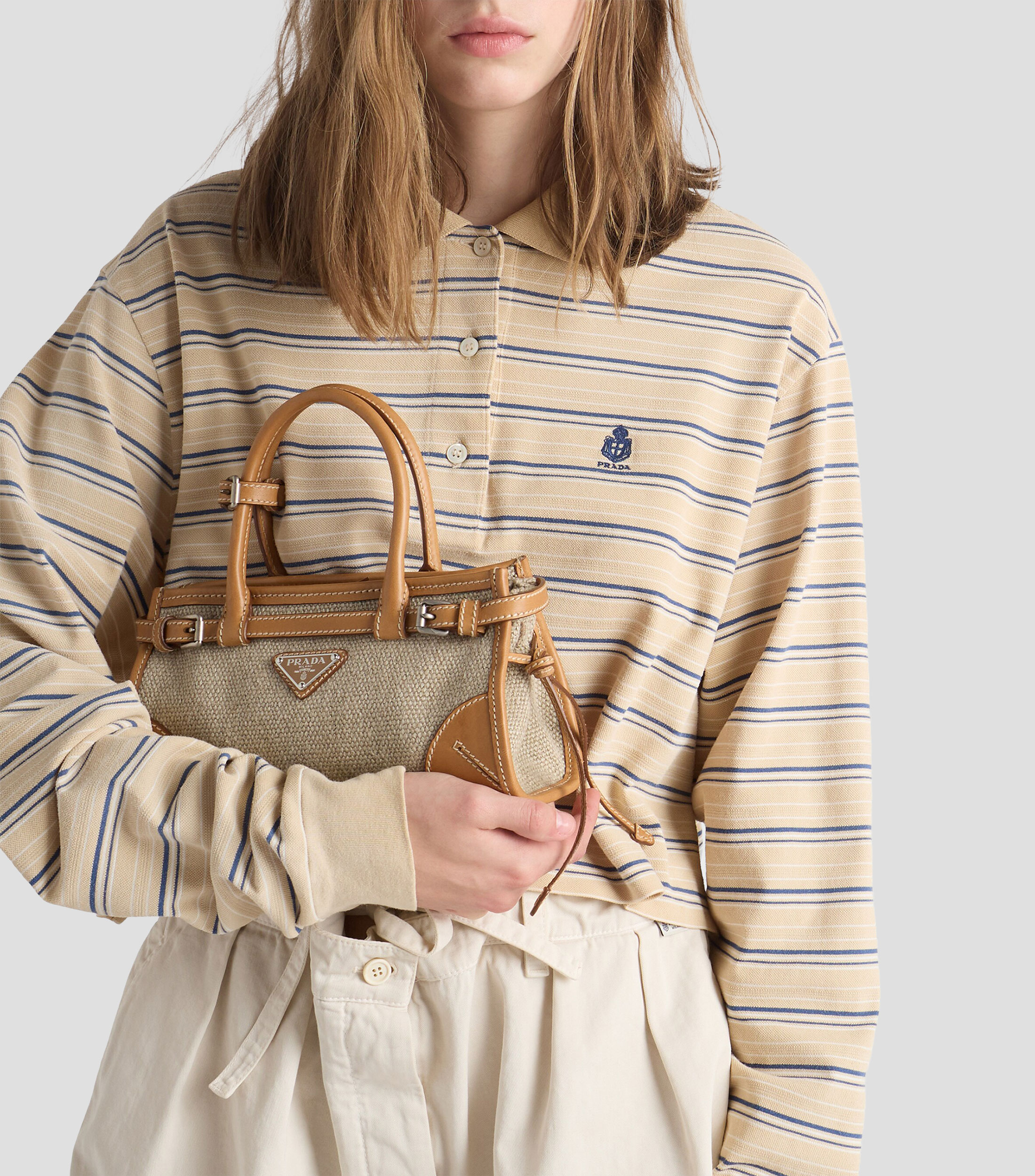 Bolsa Tote Beige Bonnie con Detalles en Piel, Mujer