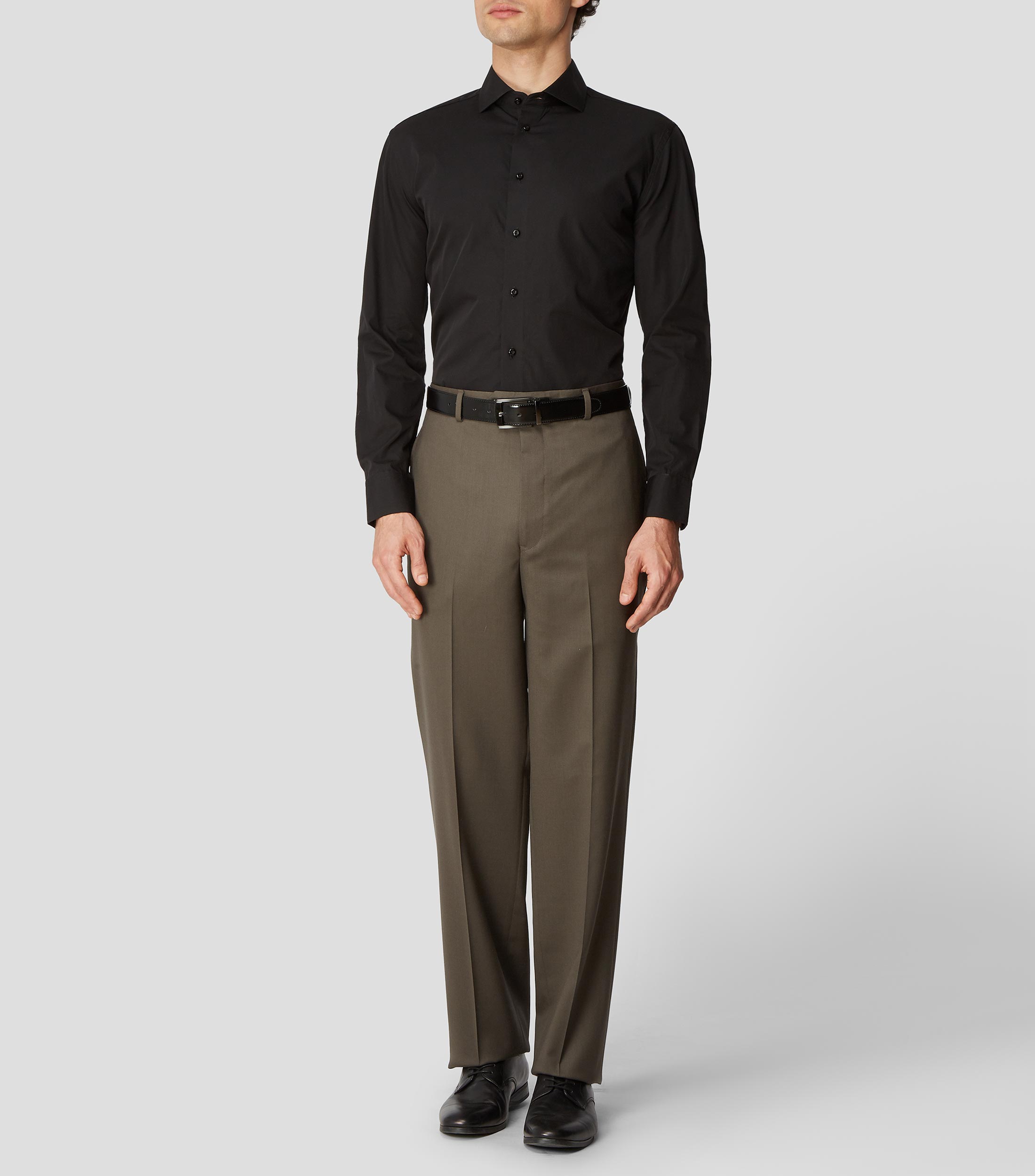 Camisa de vestir lisa con manga larga Hombre