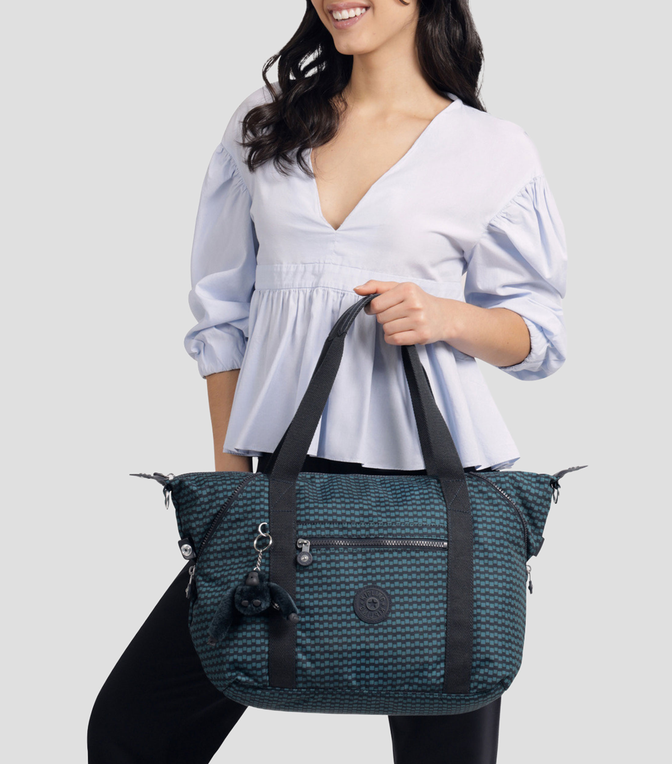 Bolsa tote verde Art con cuadros Mujer