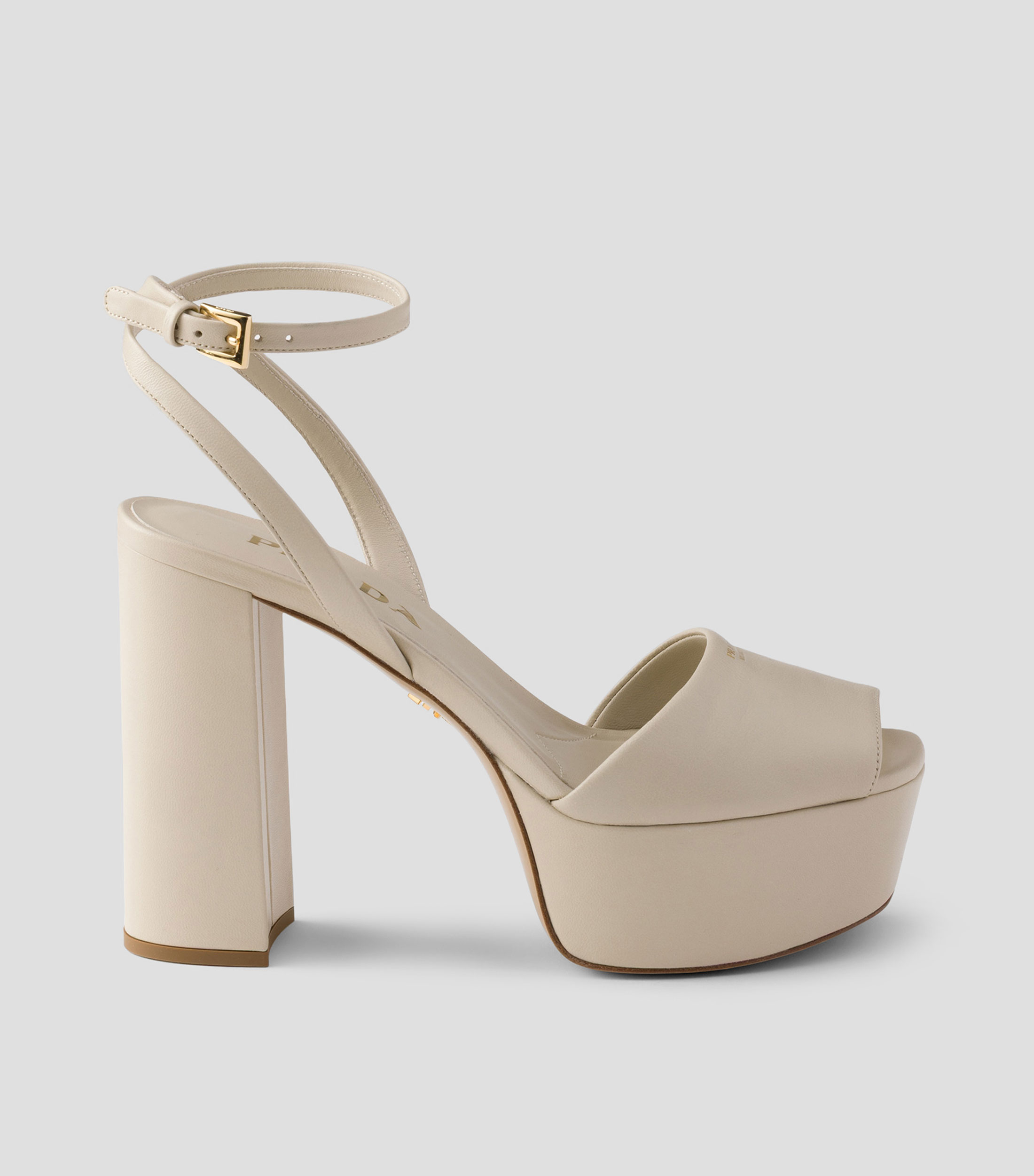 Sandalias en piel de tacón alto de media luna Mujer