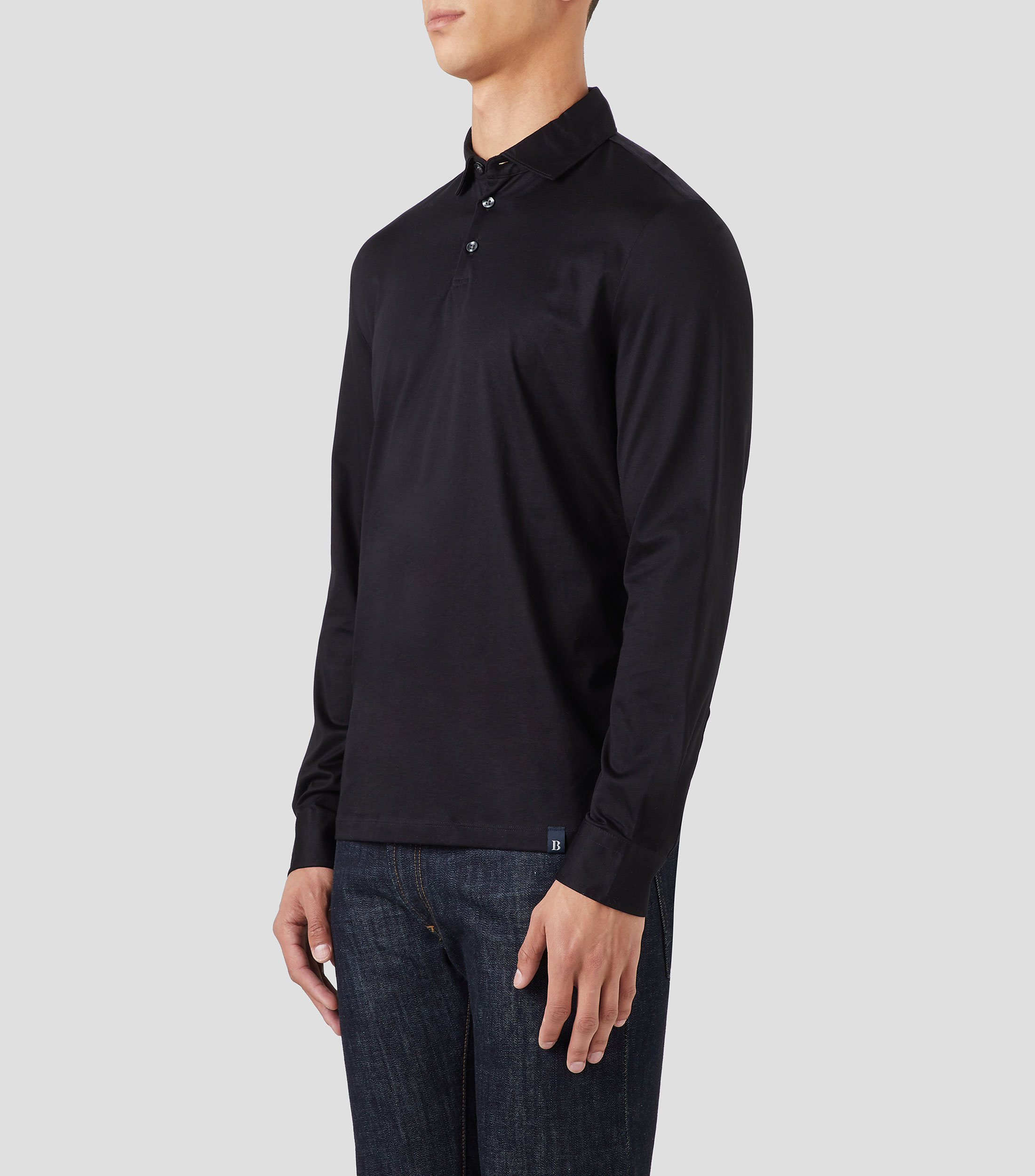 Playera tipo polo con manga larga Hombre