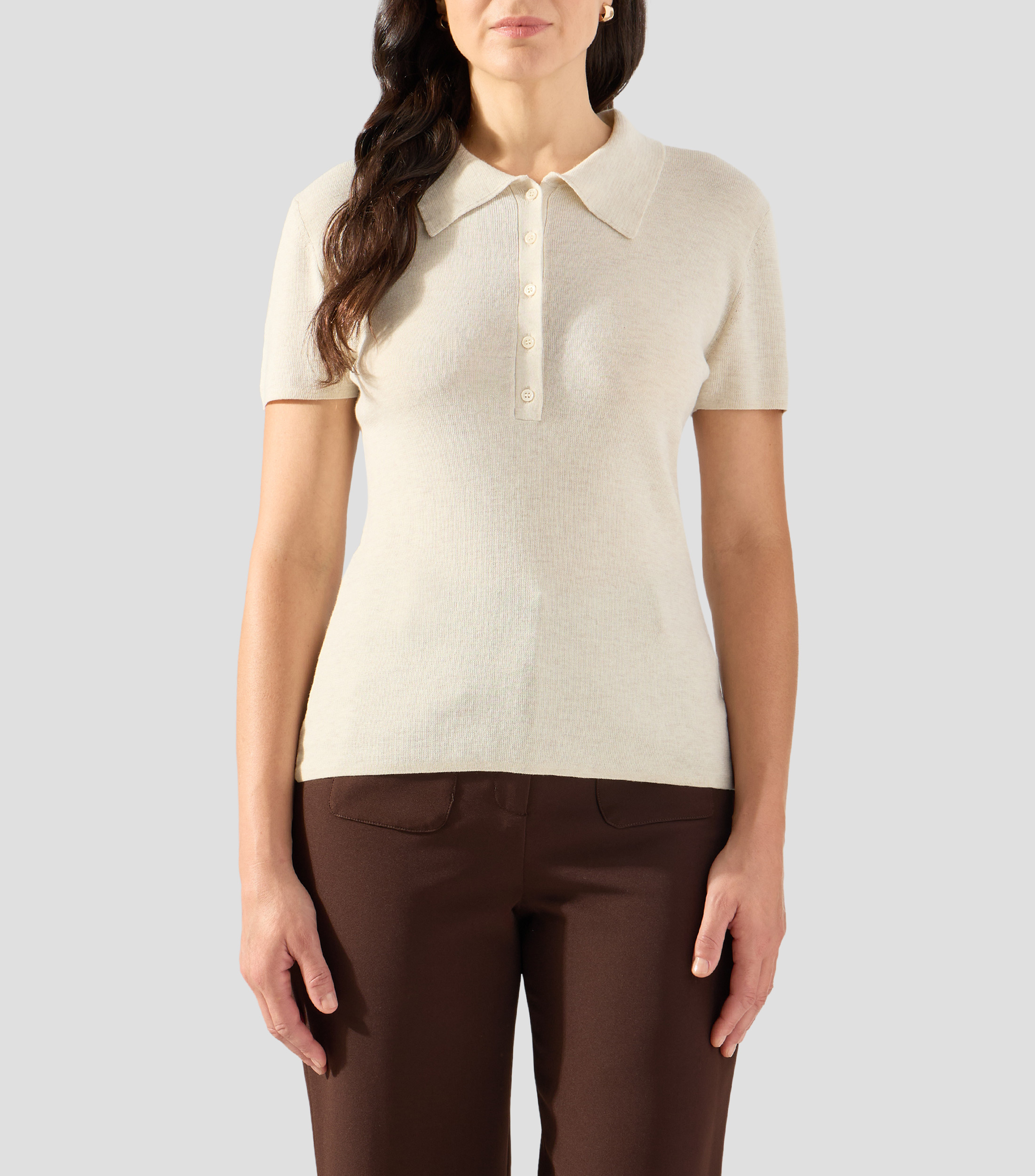 Playera tipo polo manga corta lisa Mujer
