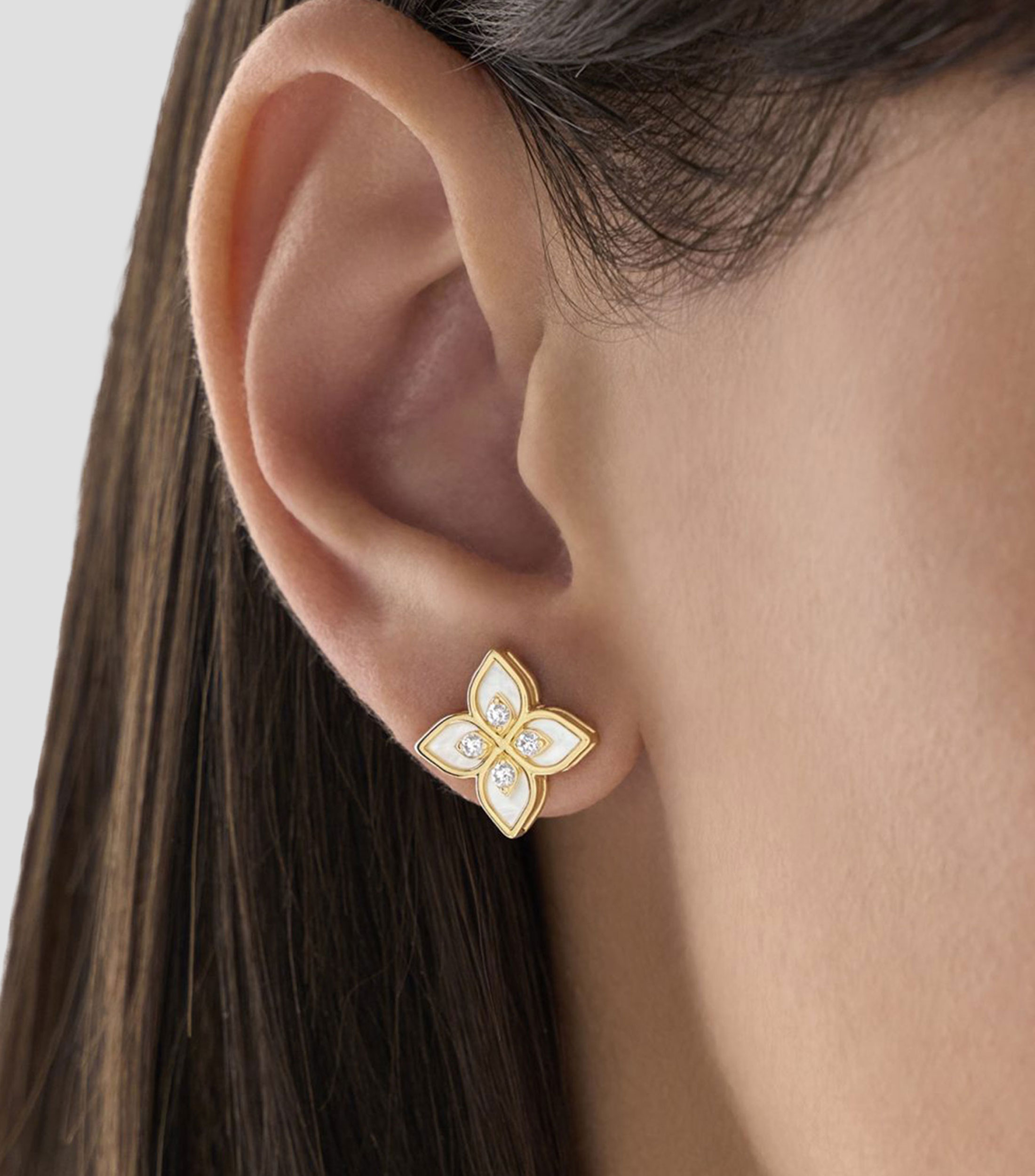 Aretes en Oro amarillo de 18 Kilates con diamantes y madre perla Venetian Princess Mujer