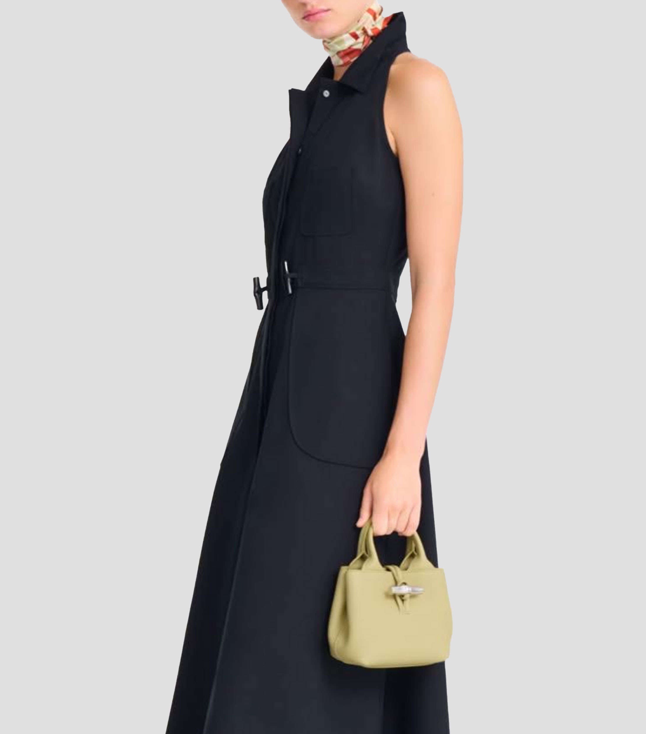 Bolsa tote en piel verde lisa Mujer