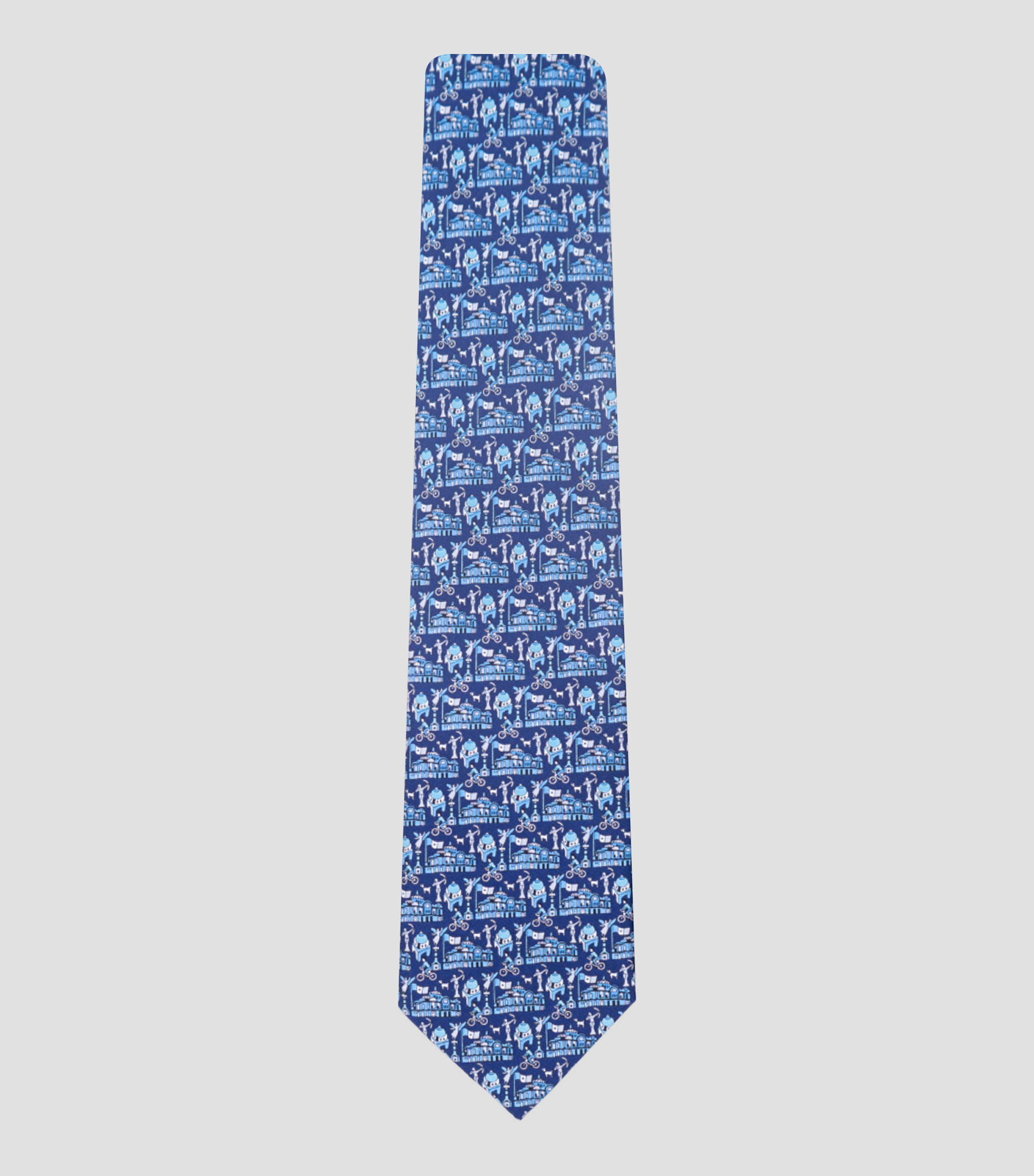 Corbata ancha Mi Ciudad en seda azul marino