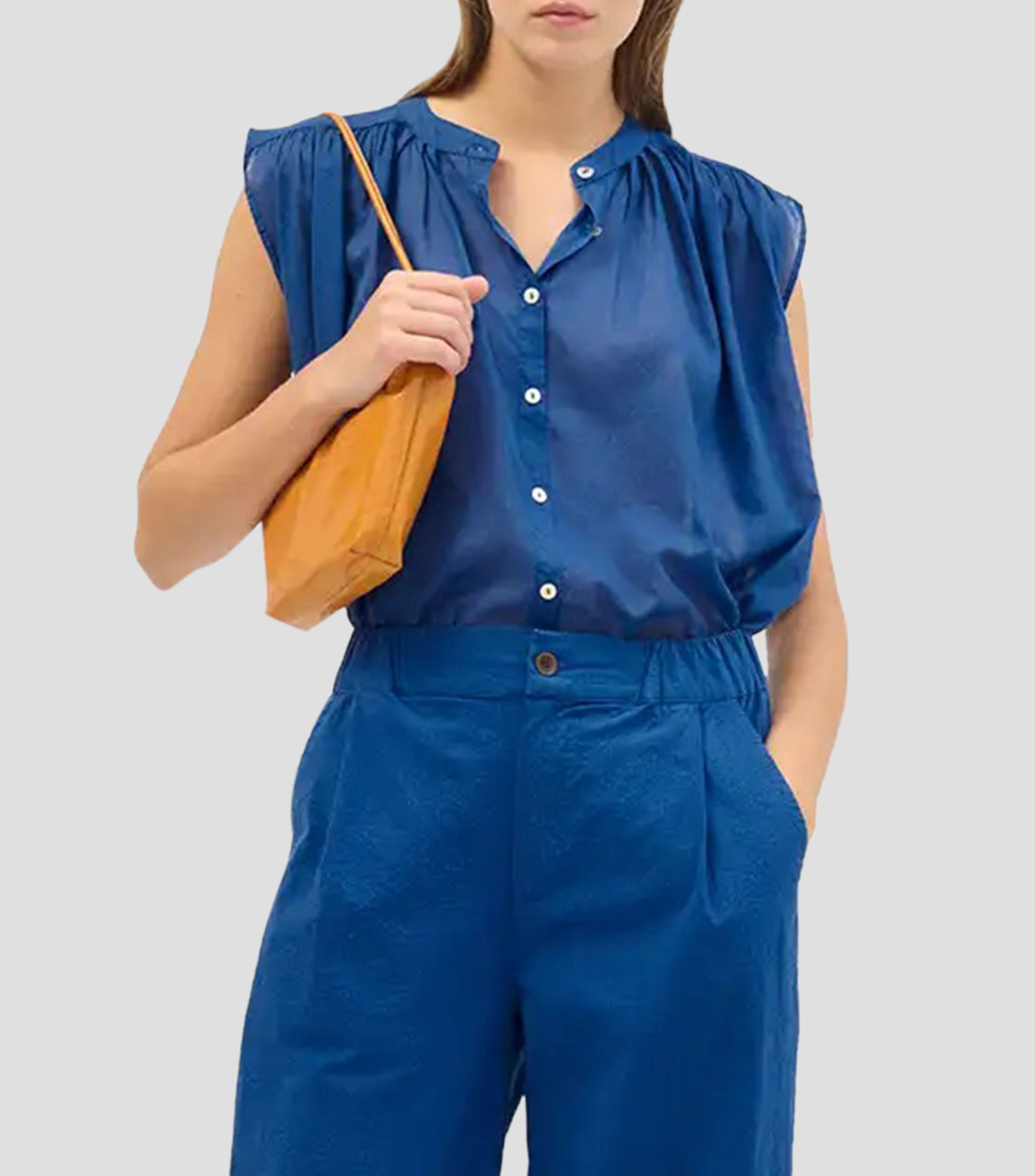 Blusa lisa manga corta Mujer