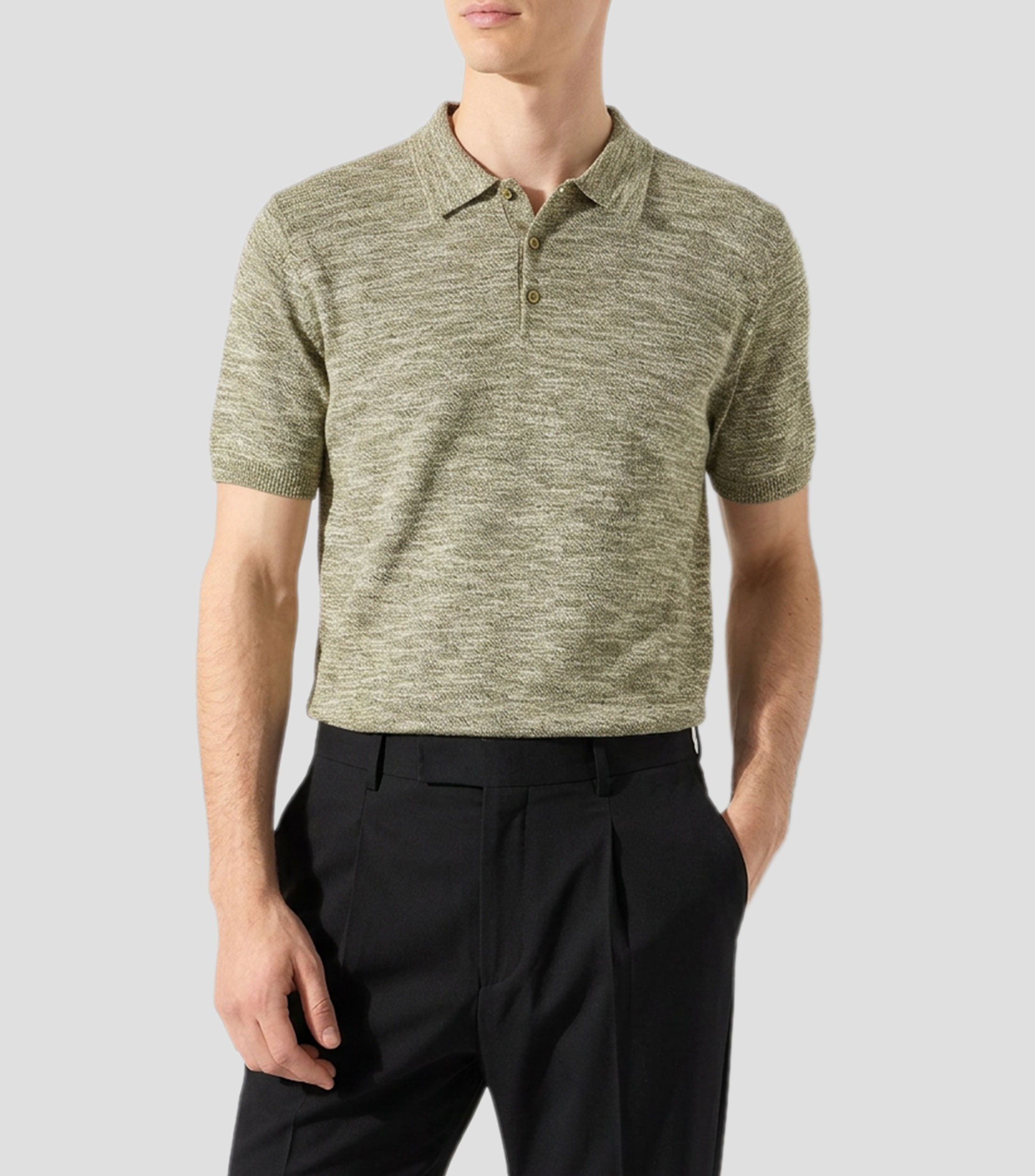 Playera polo manga corta jaspeado Hombre