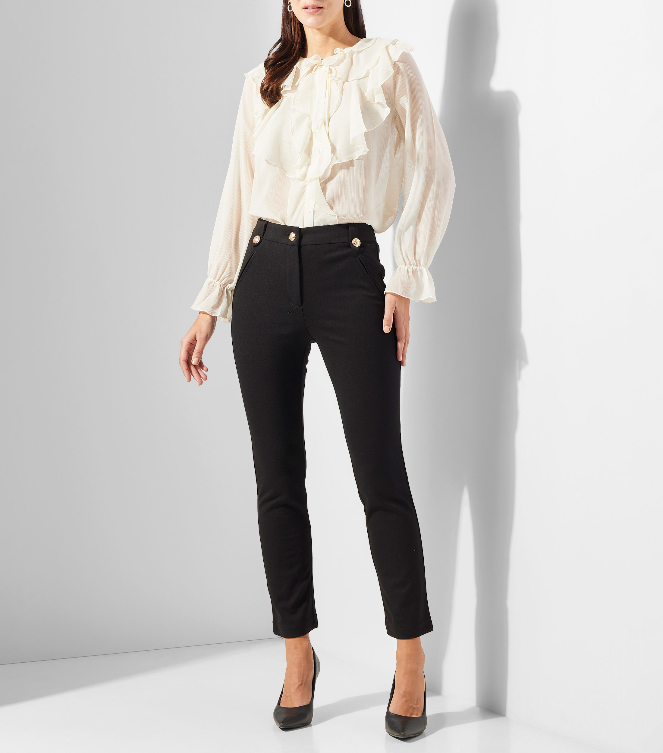 Blusa lisa manga larga Mujer