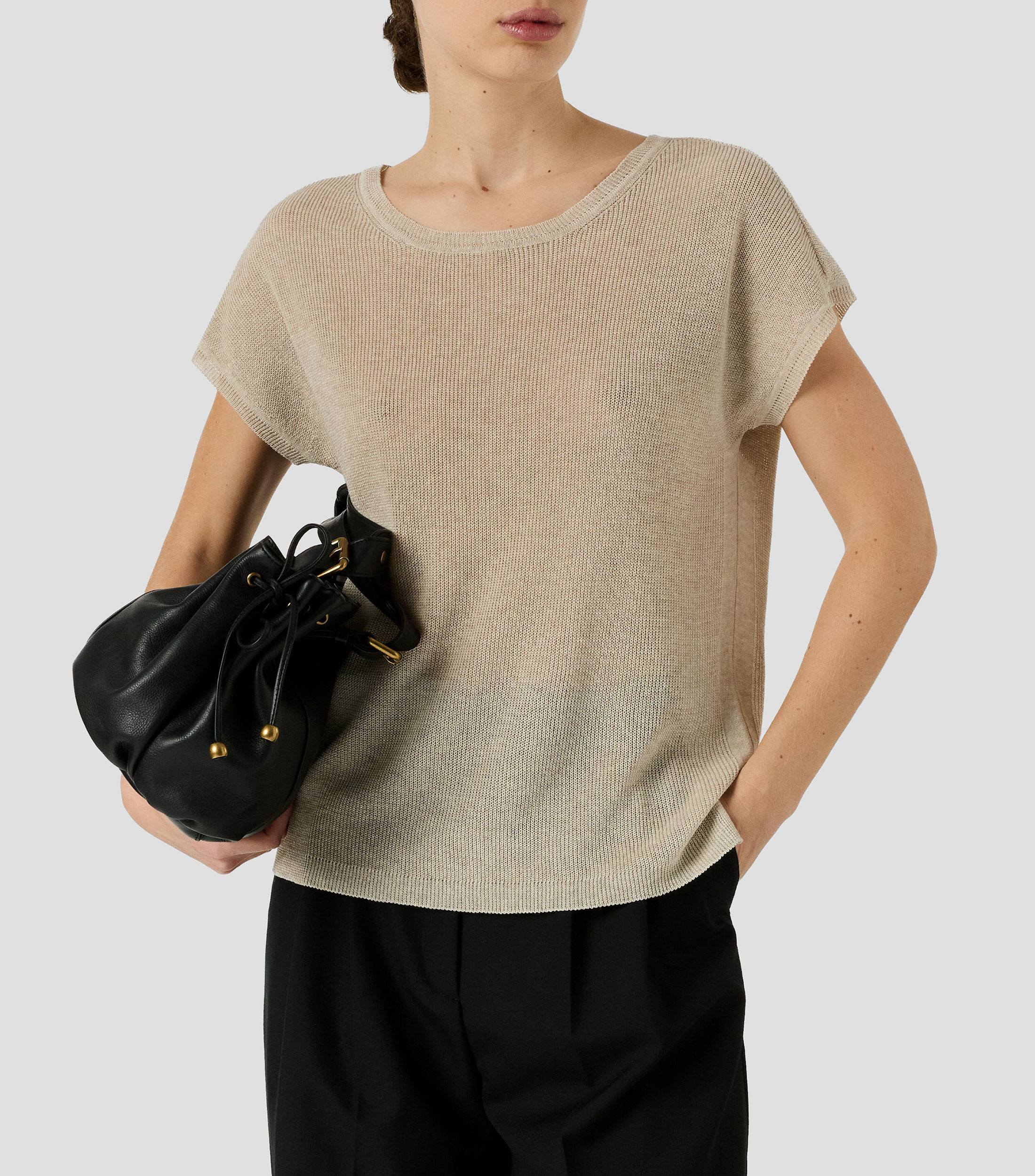 Top liso manga corta Mujer