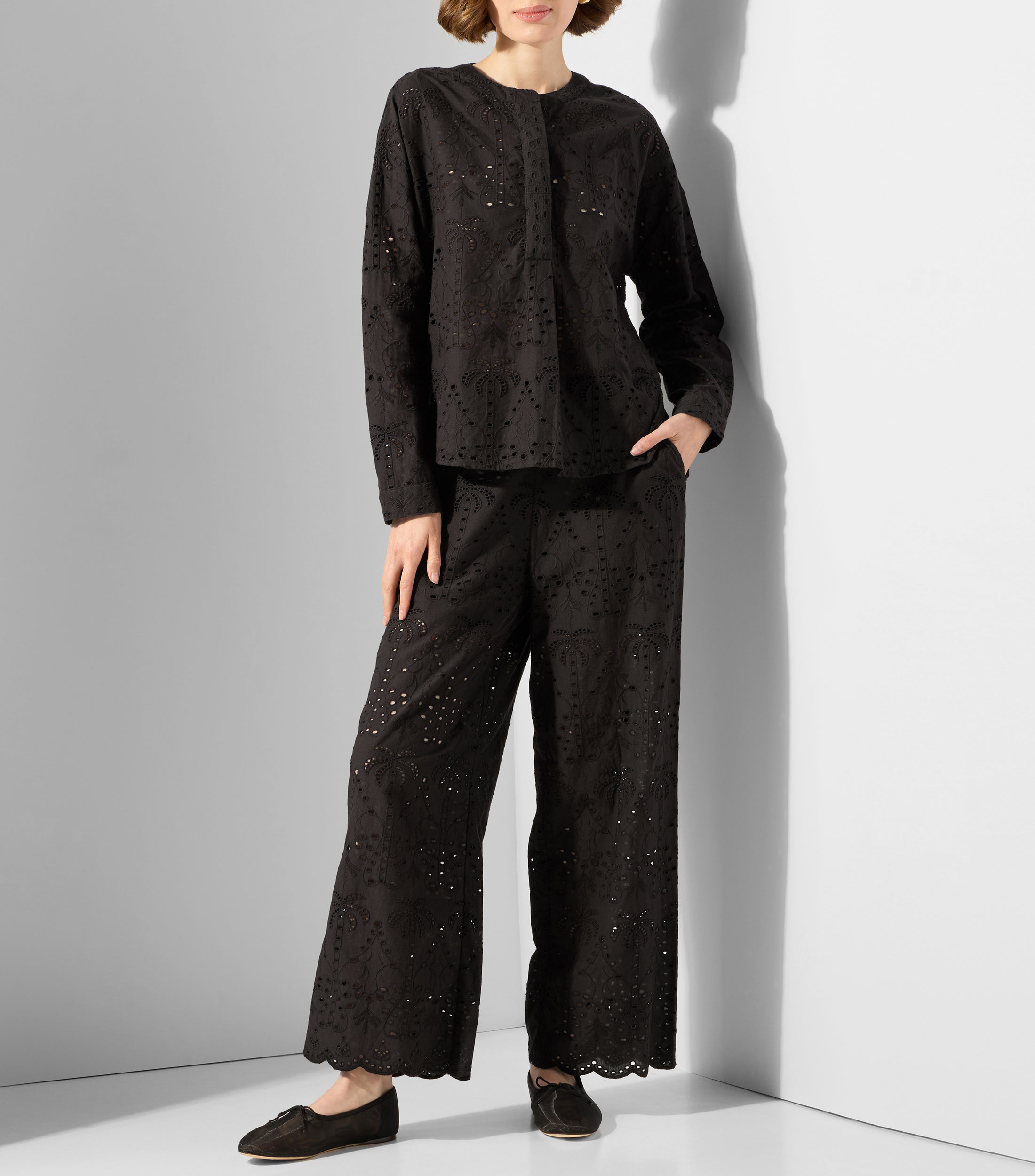 Blusa lisa con manga larga Mujer
