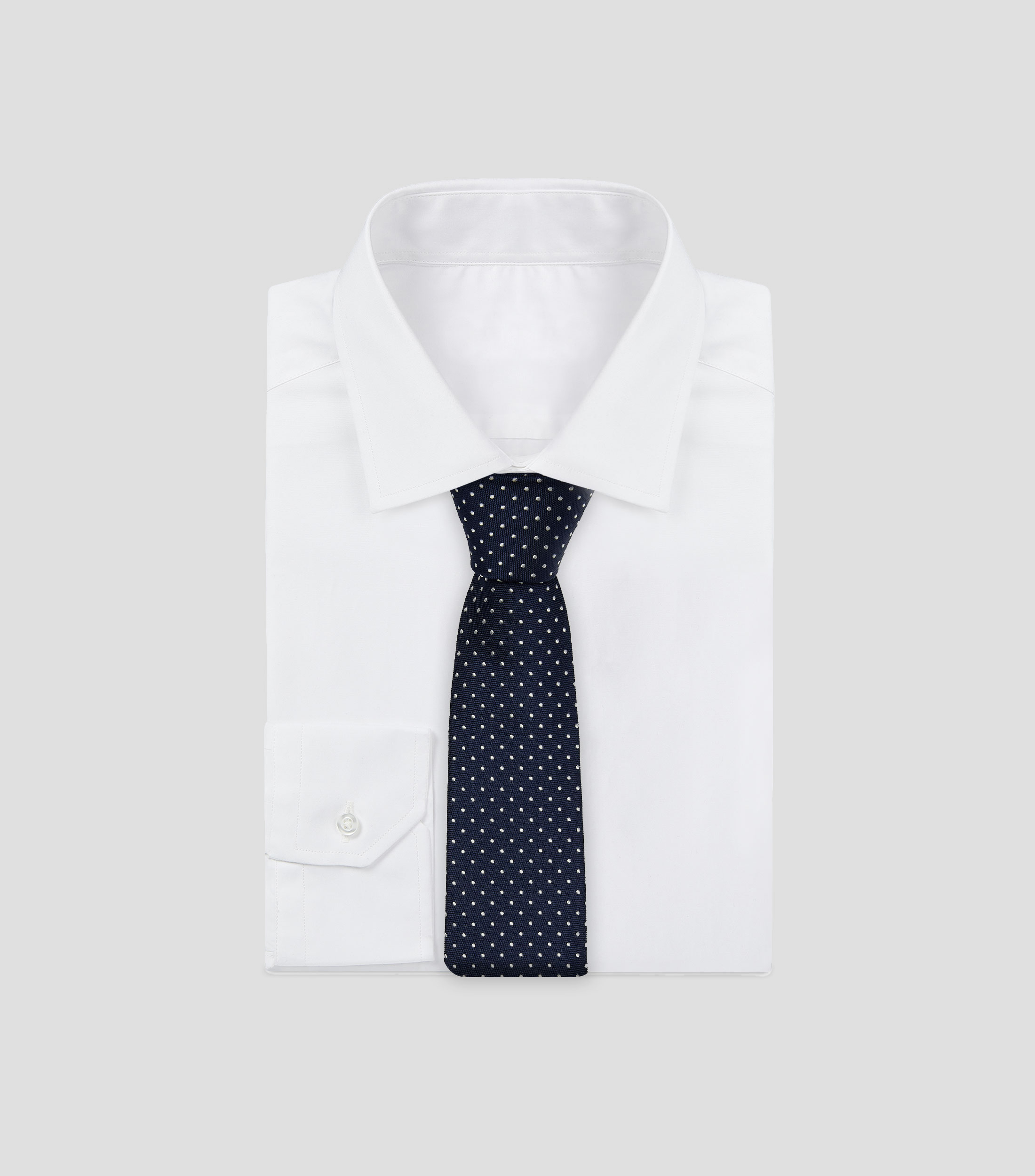 Corbata ancha en seda azul marino con polkadots Brera