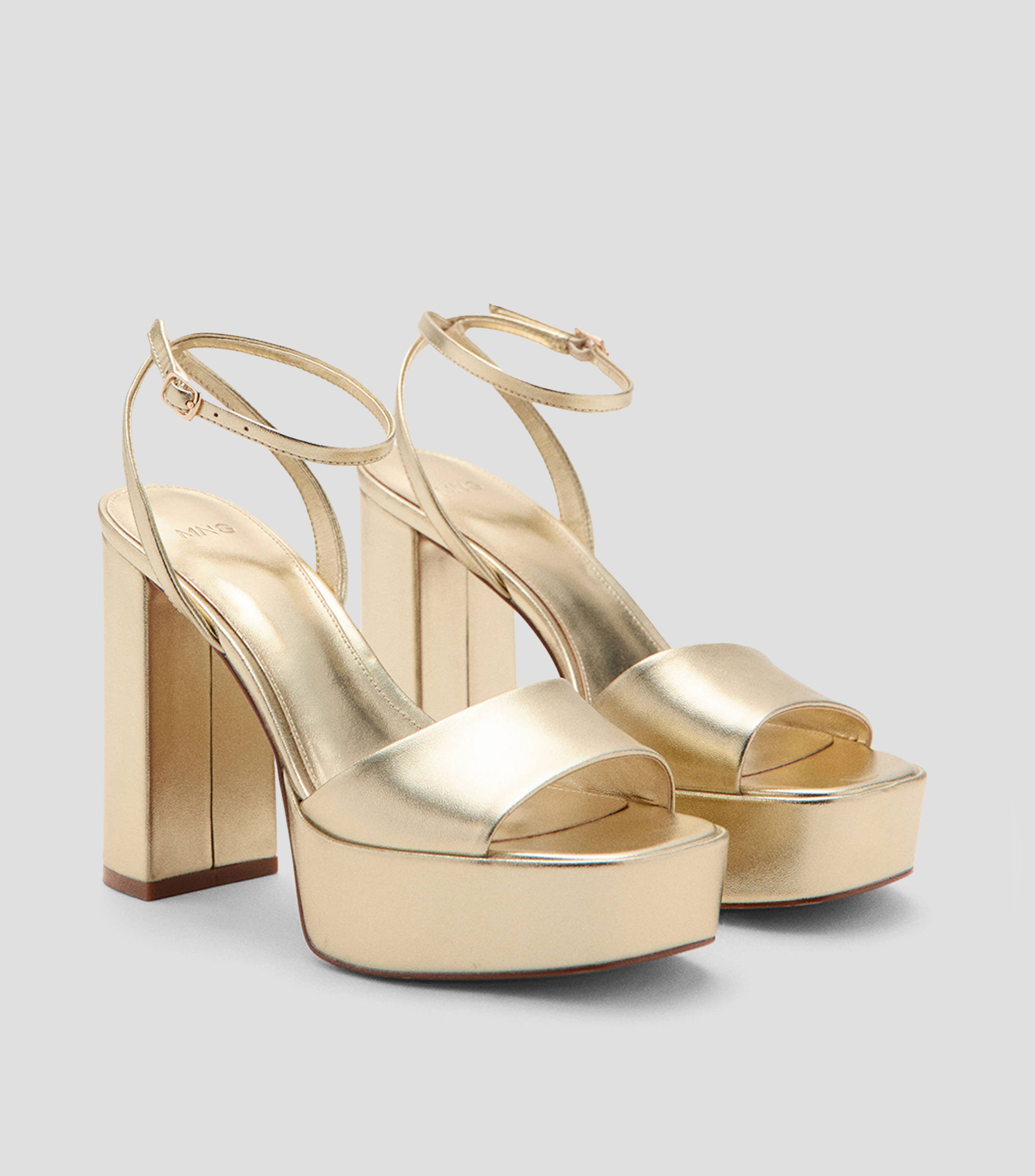 Sandalias con tacón alto y ancho Mujer