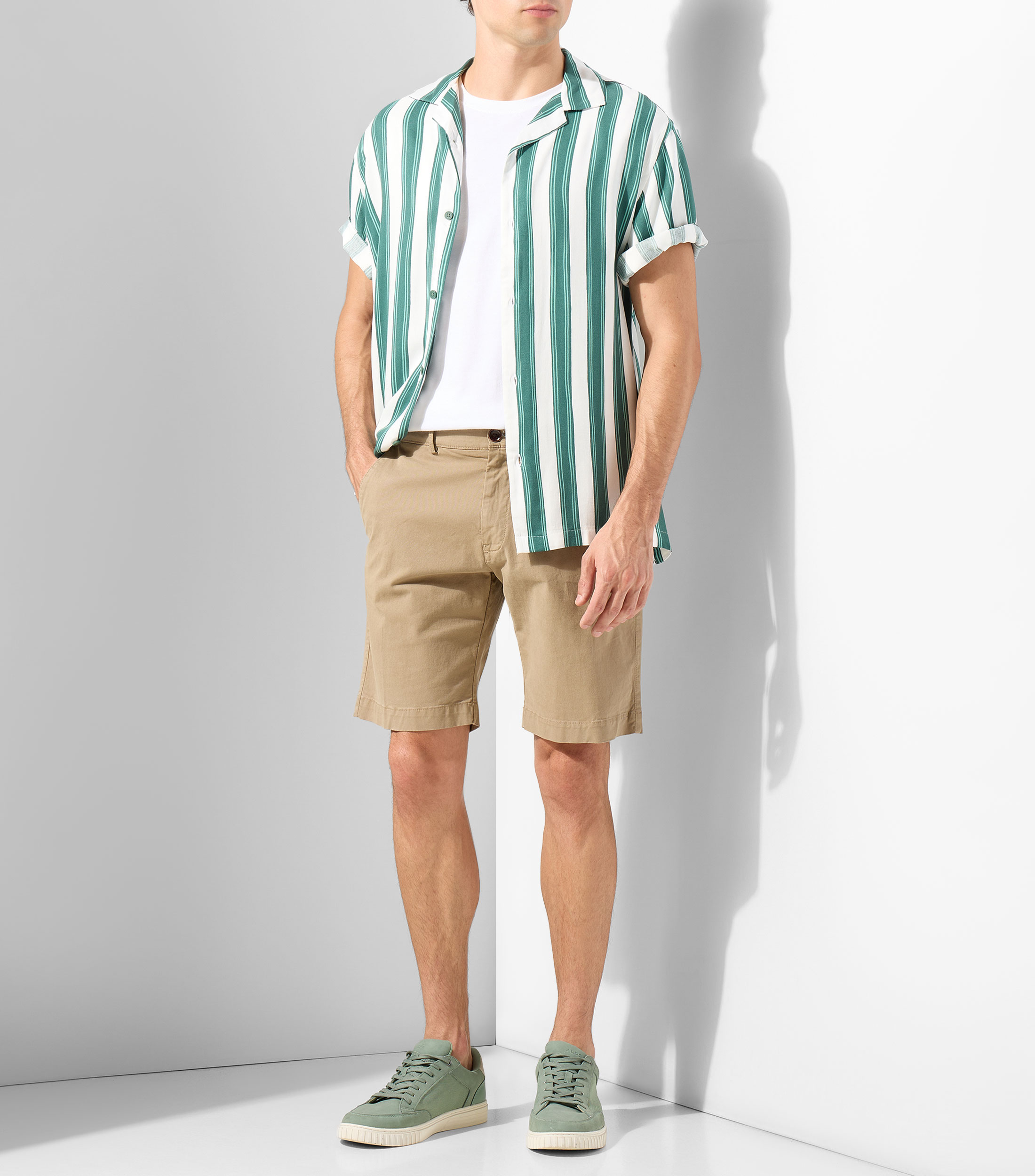 Camisa de rayas manga corta Hombre