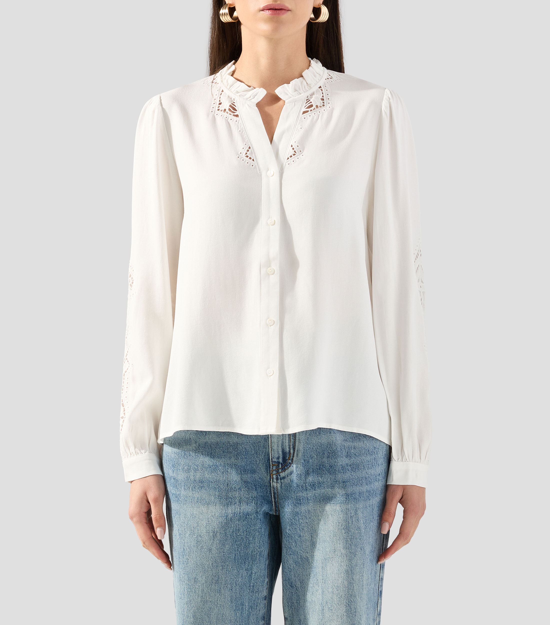 Blusa lisa manga larga Mujer