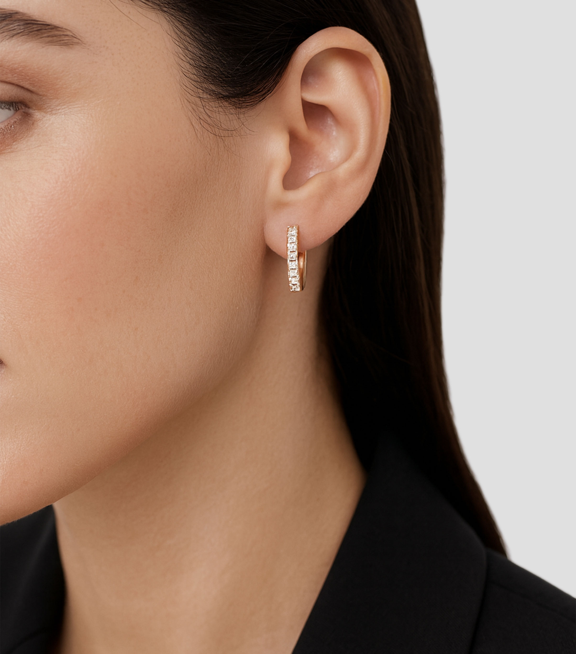 Pendientes en oro rosa de 18 kilates con diamantes Mujer