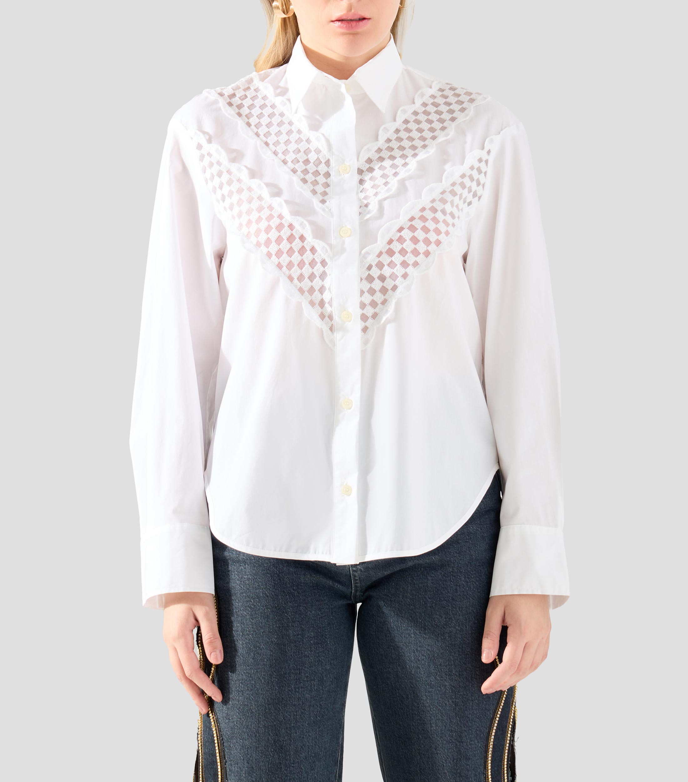 Camisa lisa manga larga Mujer