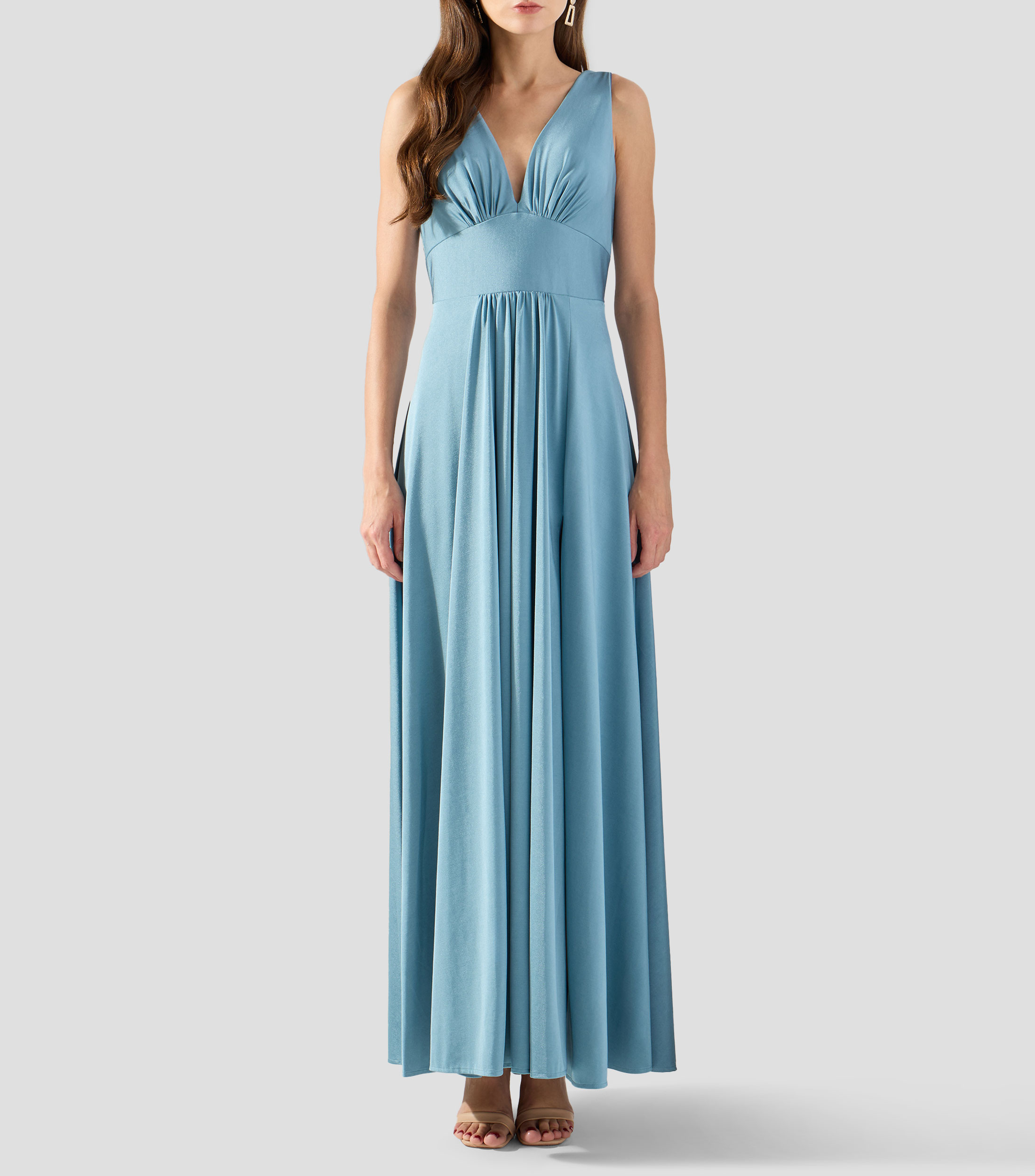 Vestido largo liso Mujer