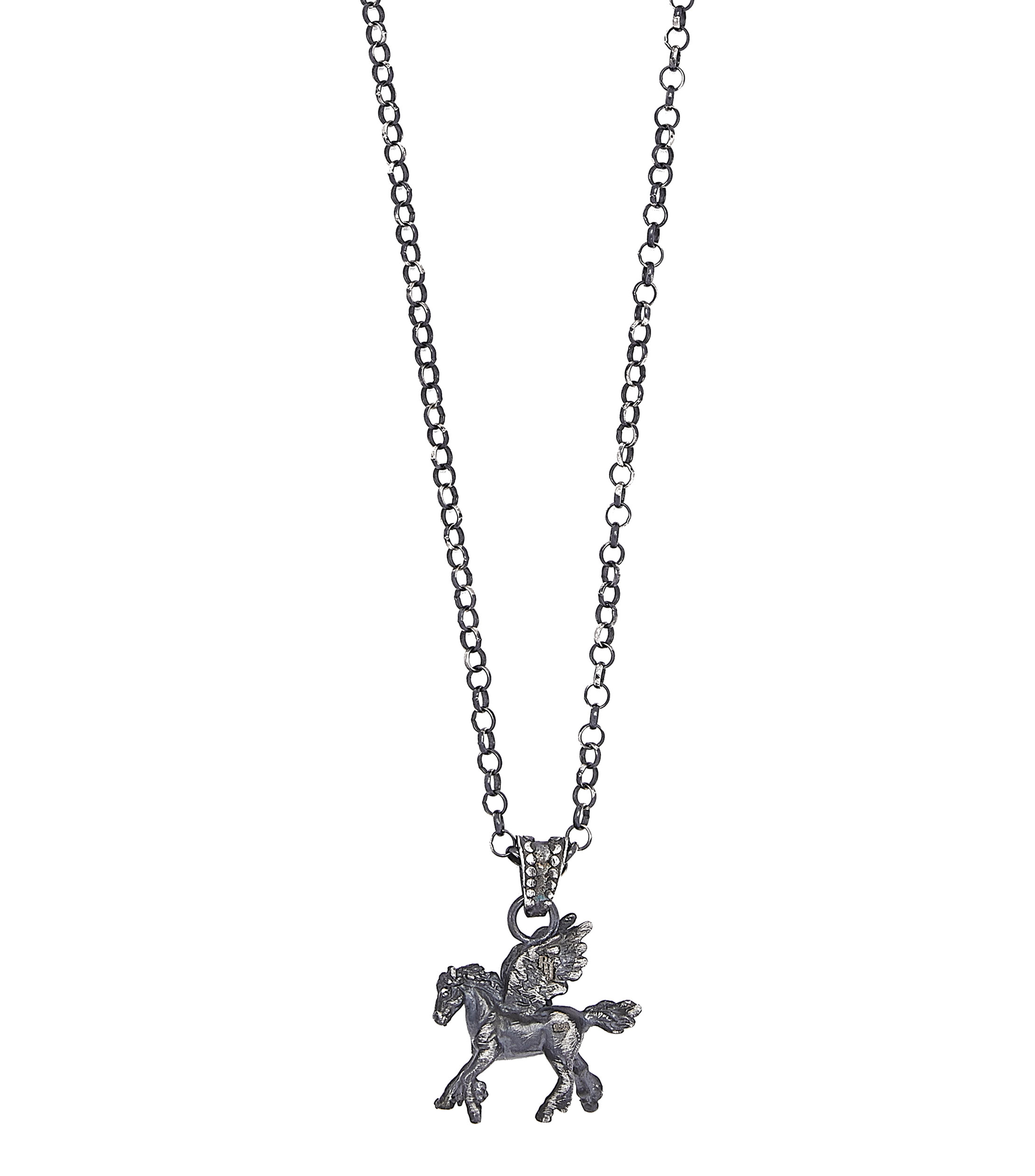 Dije de Pegaso en plata ennegrecida Hombre