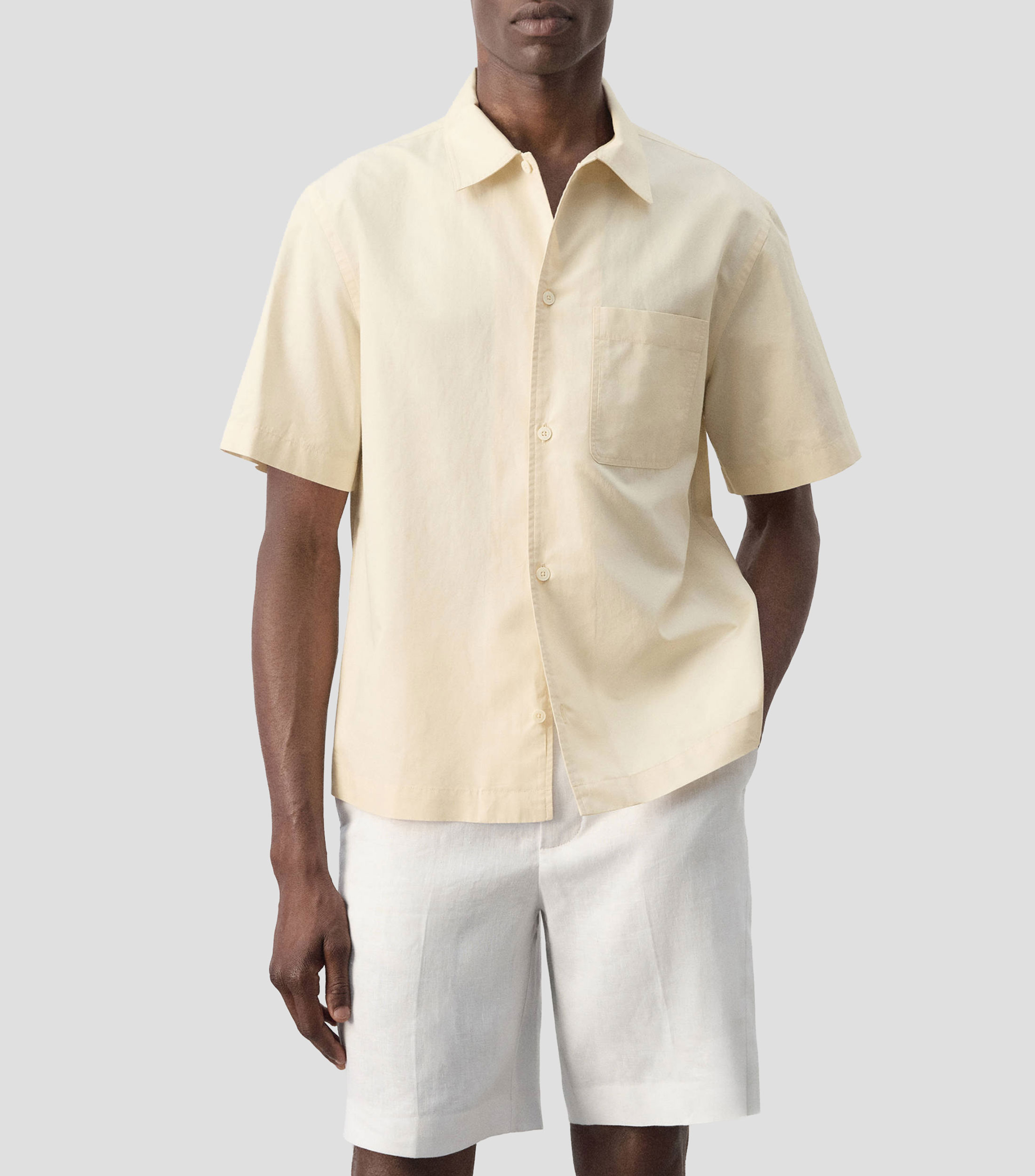 Camisa lisa manga corta Hombre