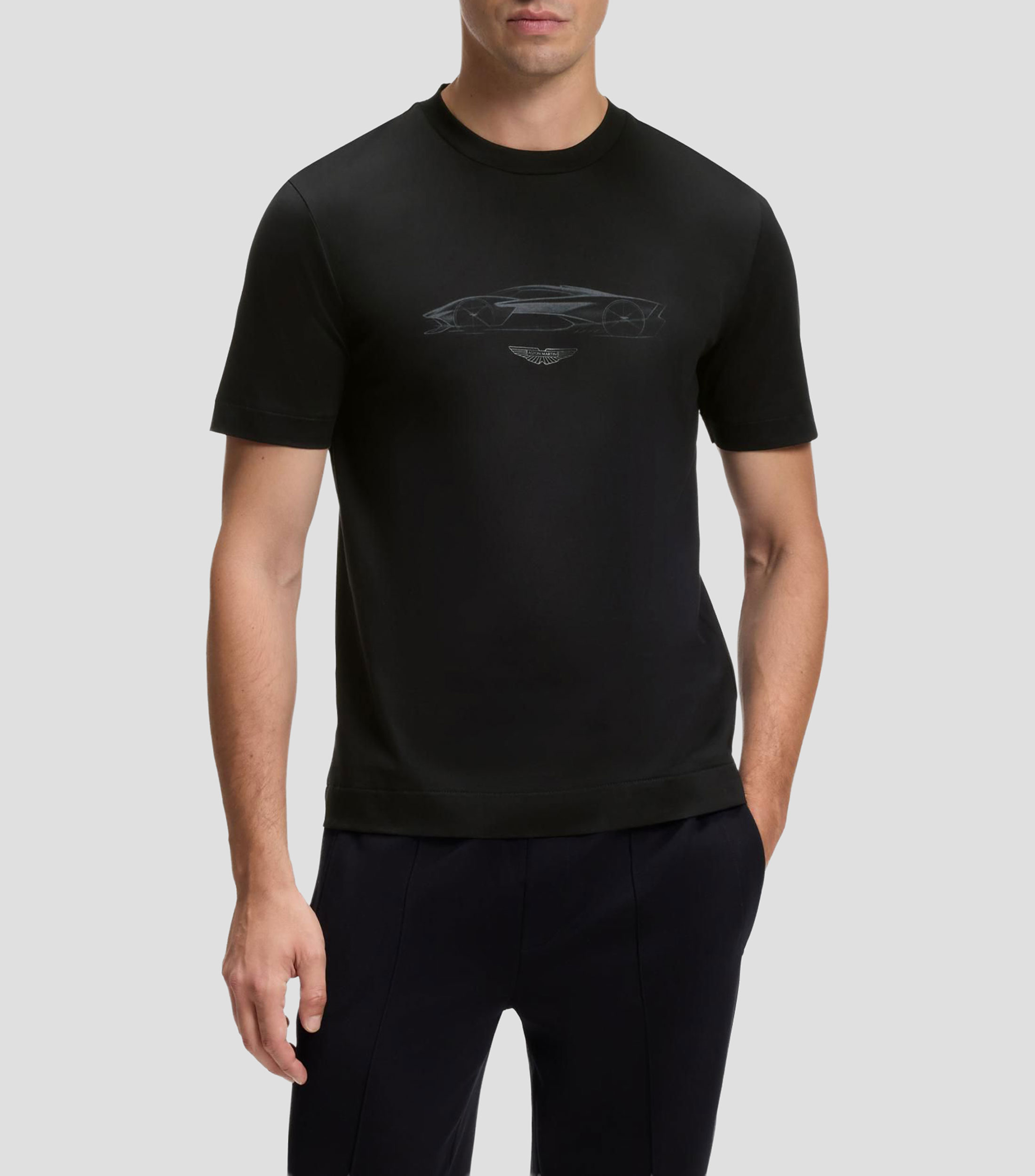 Playera Boss x Aston Martin de algodón con gráfico de coche Hombre