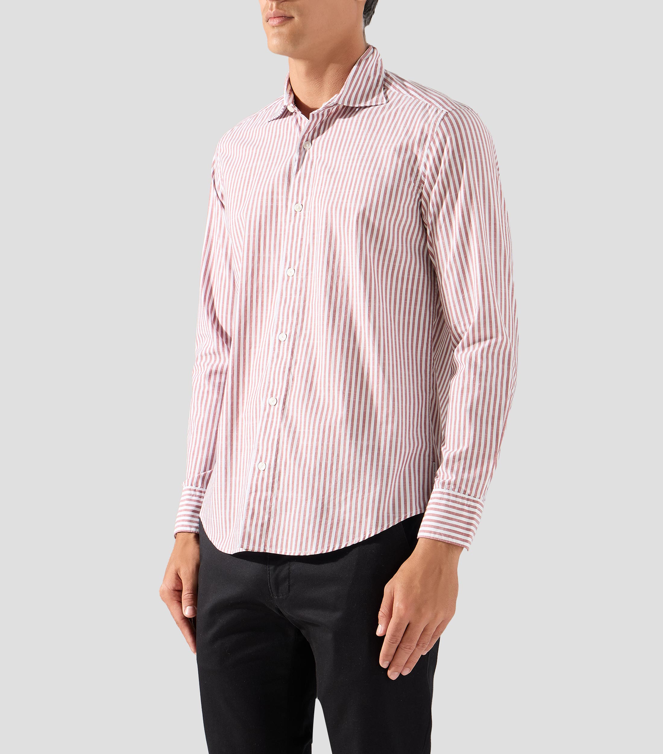 Camisa a rayas manga larga Hombre