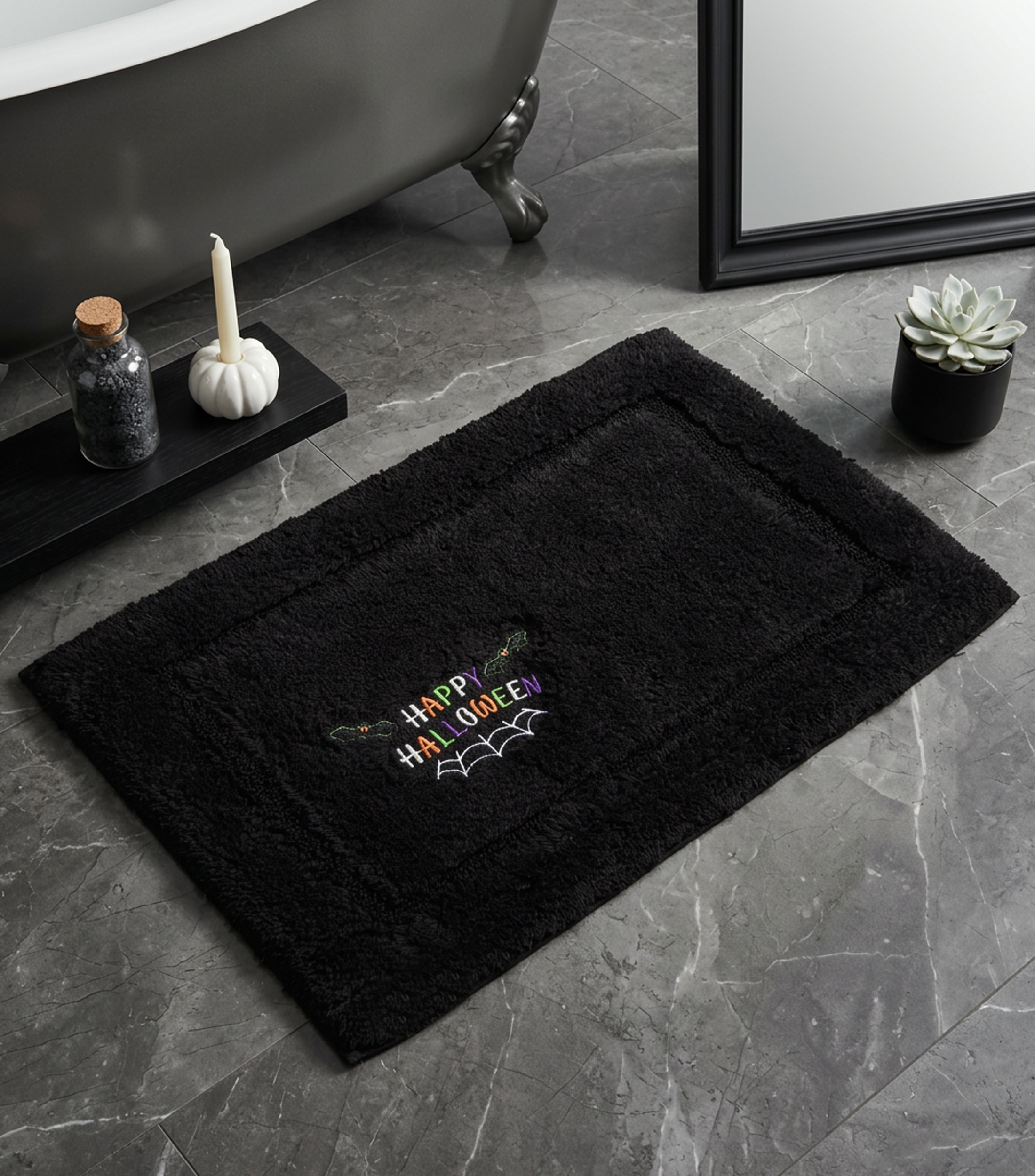 Tapete de Baño Bordado Halloween Rectangular