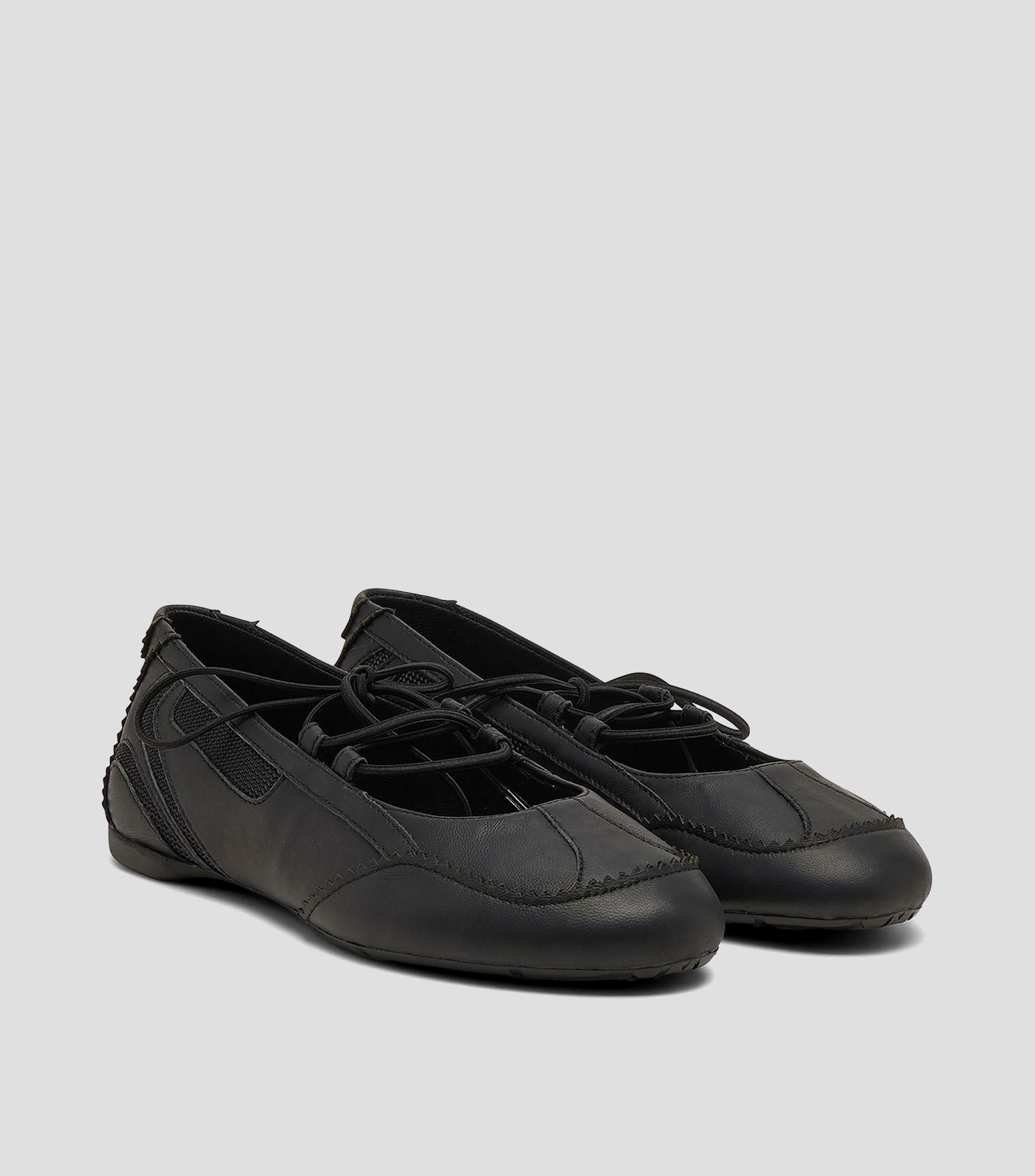 Flats D-Mile en piel con cordones elásticos Mujer