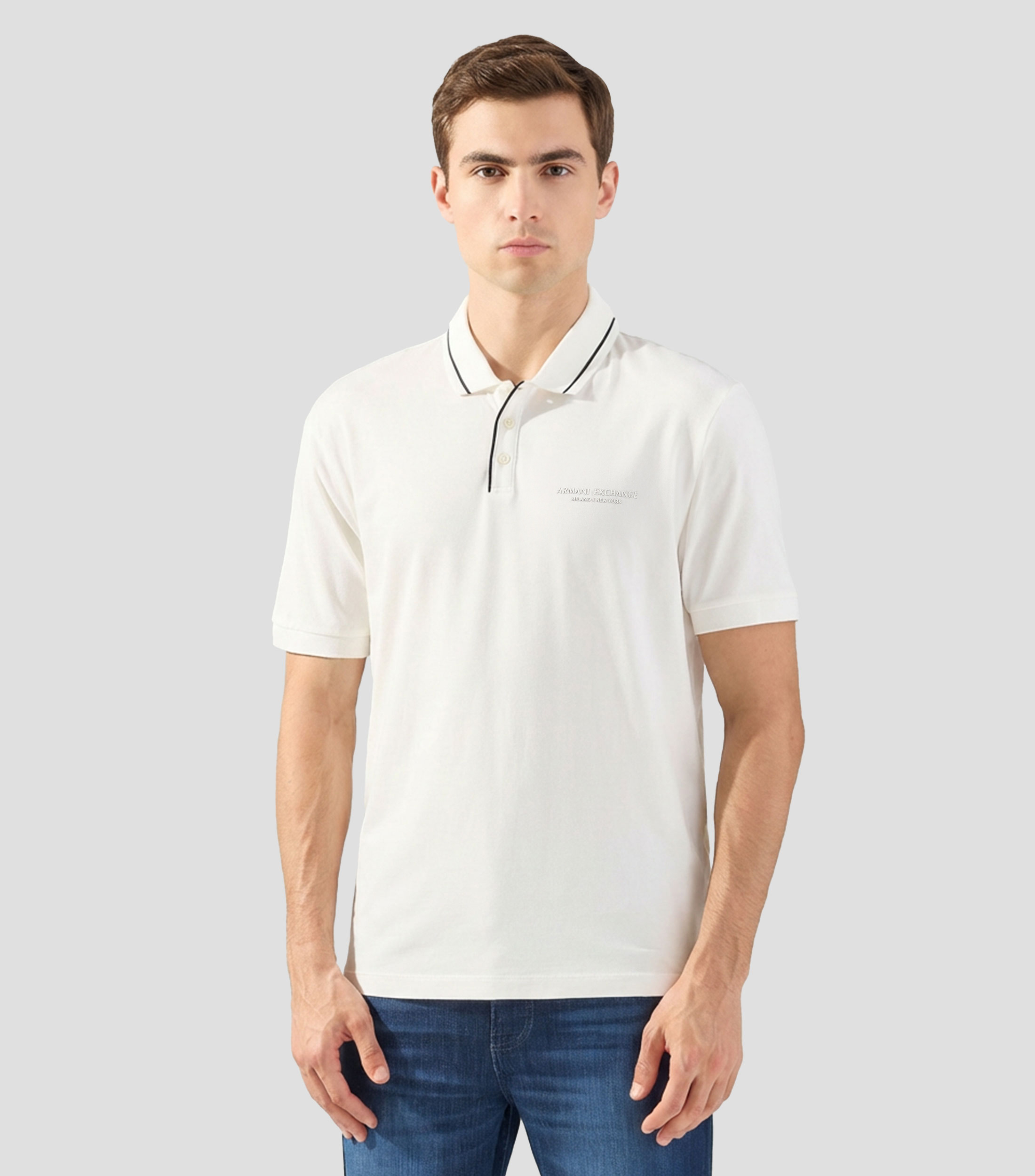 Playera tipo polo de manga corta lisa Hombre