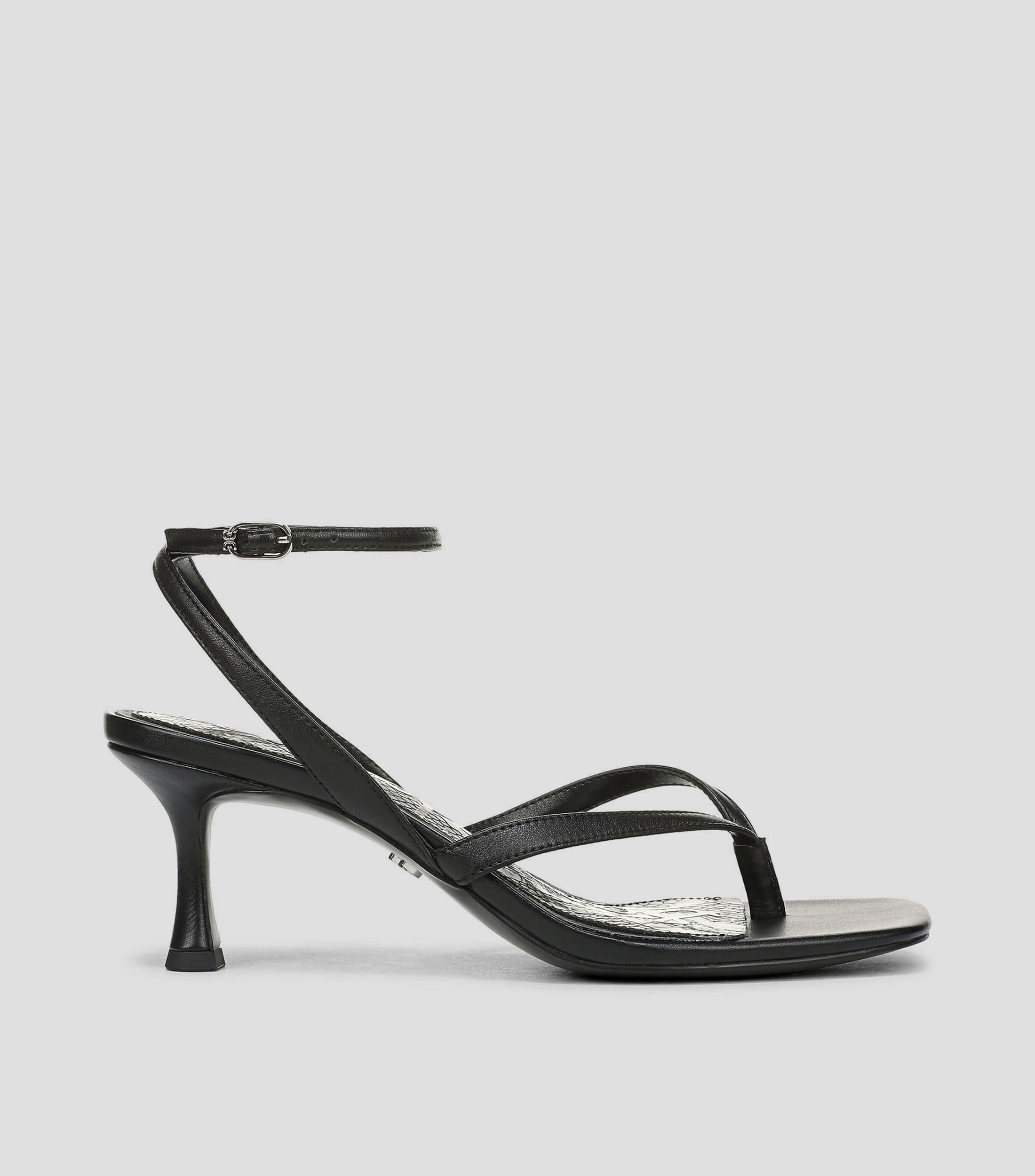 Sandalias de tacón mediano de aguja en piel Mujer
