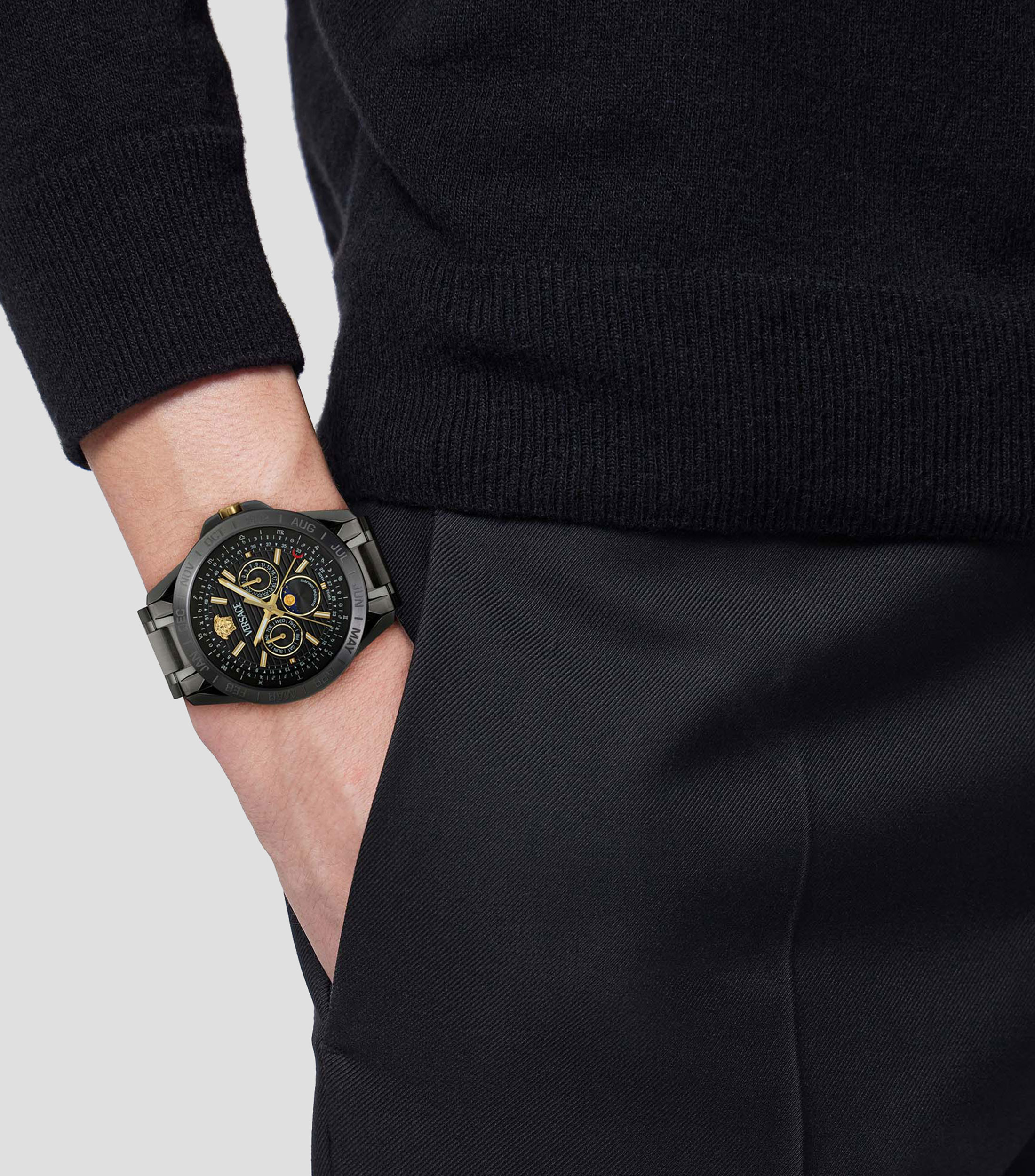 Reloj para Hombre Galaxy Moonphase Casual, Negro